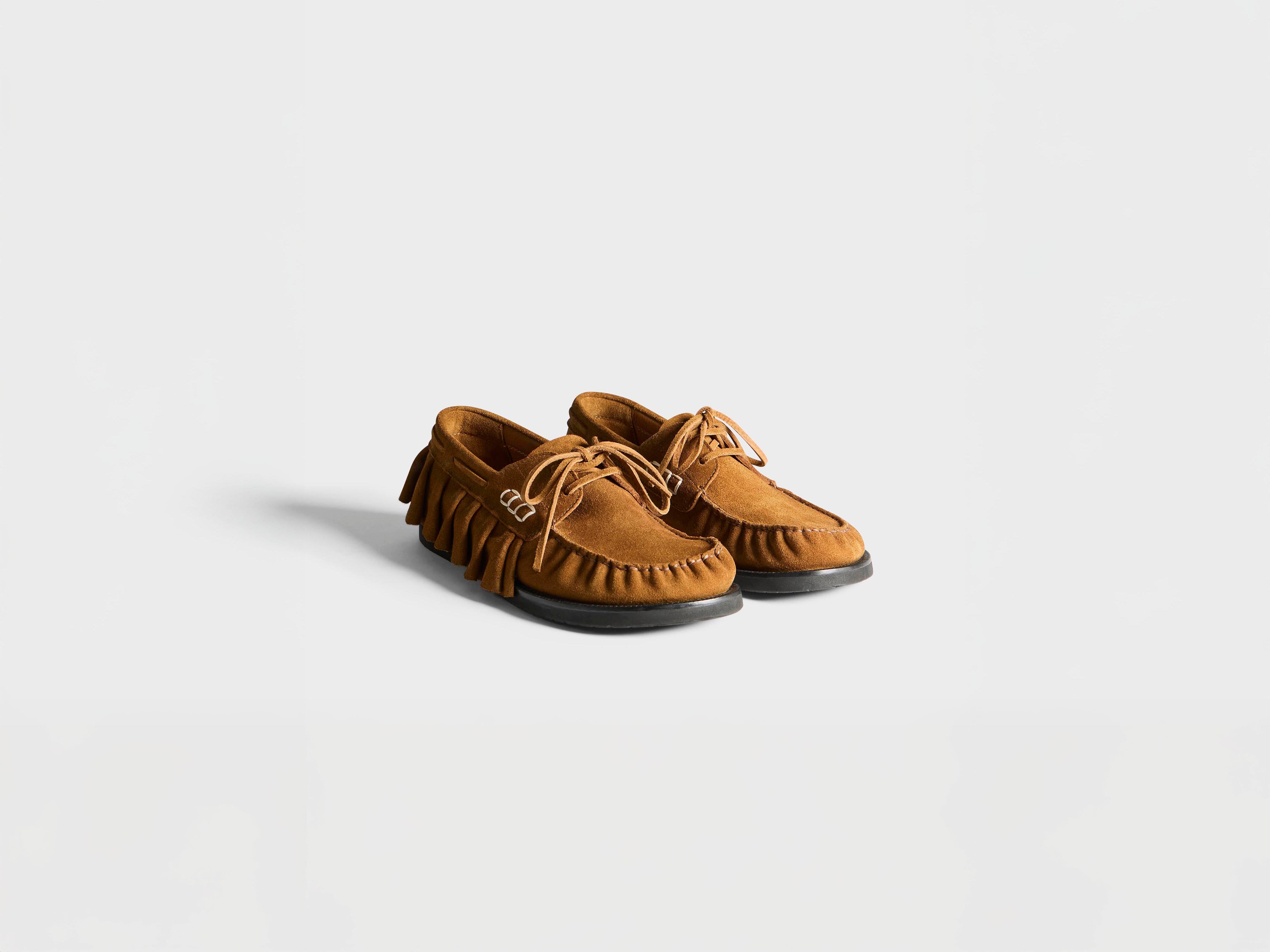 J.W.Anderson Ruffle Suede Boat Herren Bootsschuh Caramel