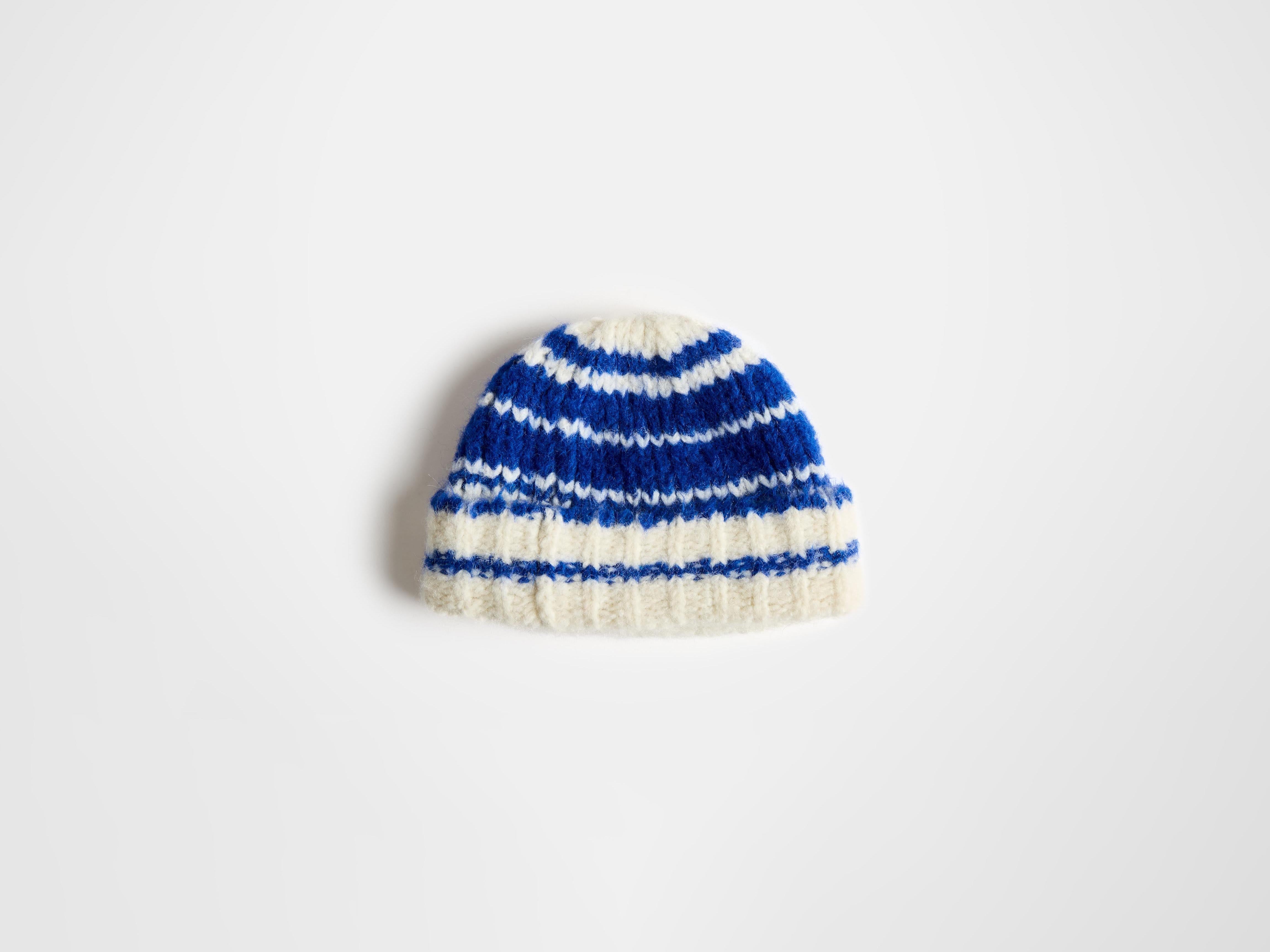 J.W.Anderson Striped Beanie Mütze Royal Blue Mohair