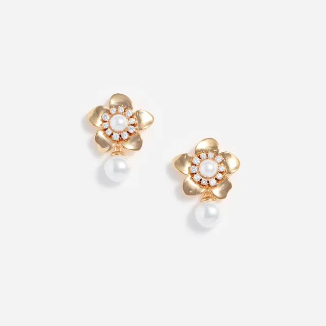 Self Portrait Jewellery Gold Flower Pearl Ohrringe One Size Blume