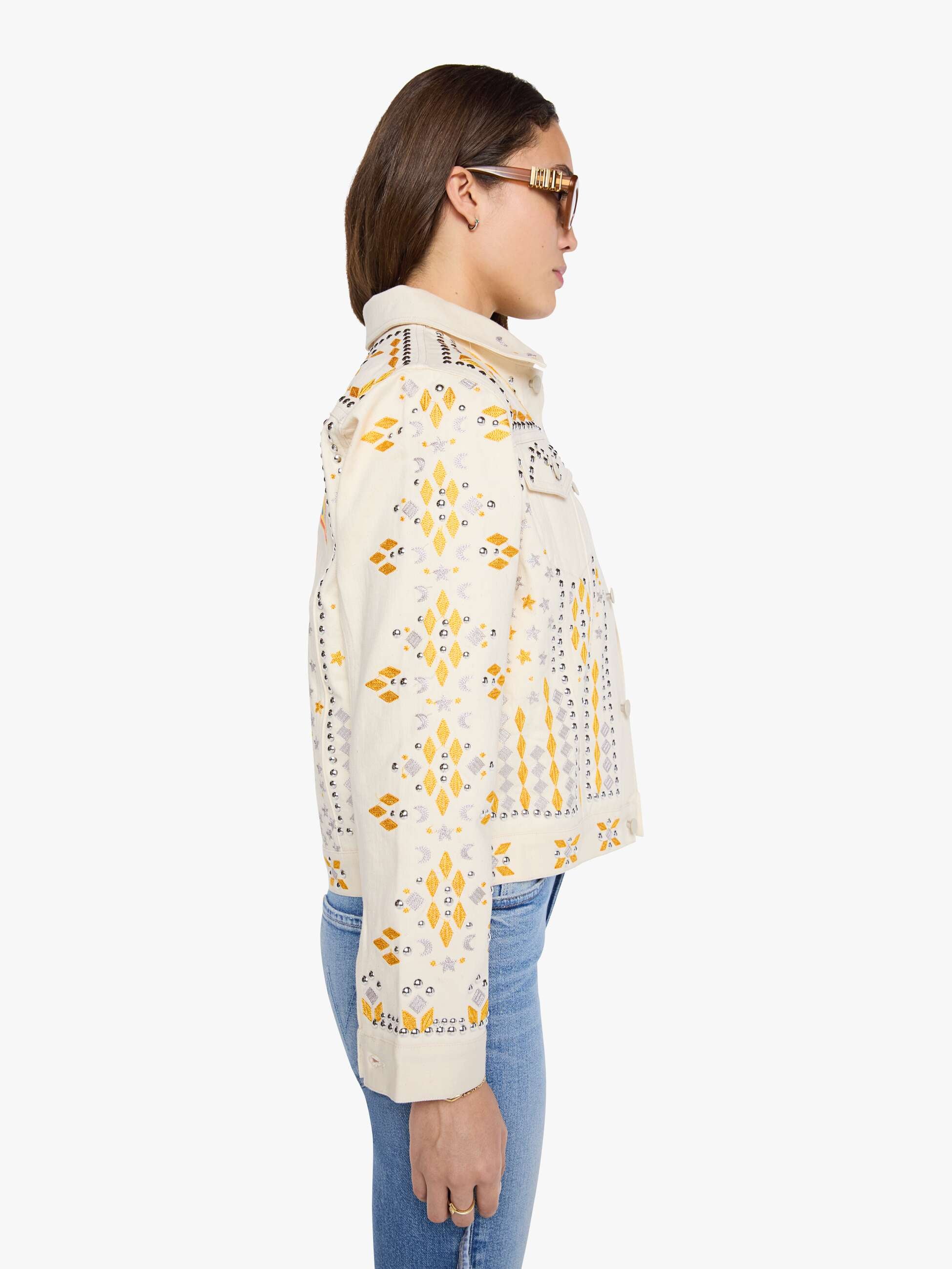 Mother The Bruiser All Natural Jeansjacke Creme Baumwolle