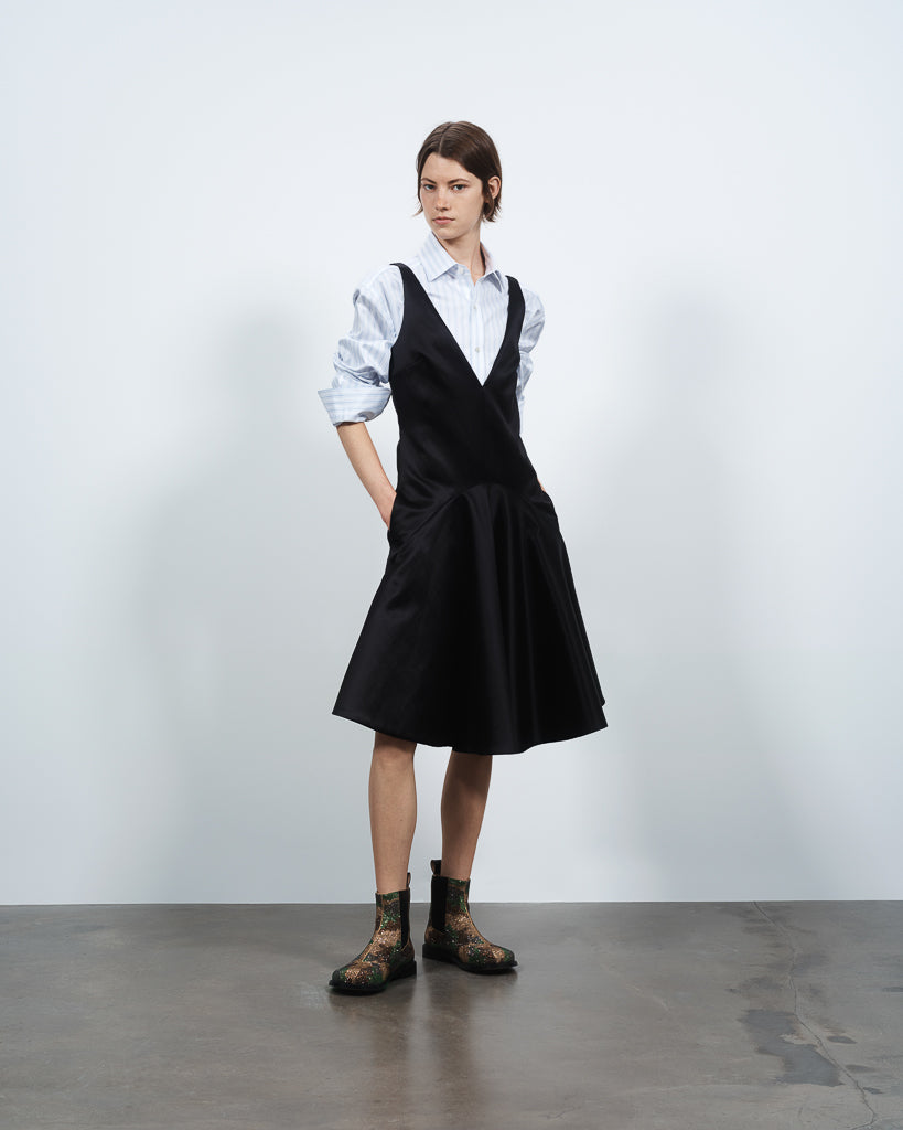 J.W.Anderson Draped Skirt Midi Kleid Schwarz Satin
