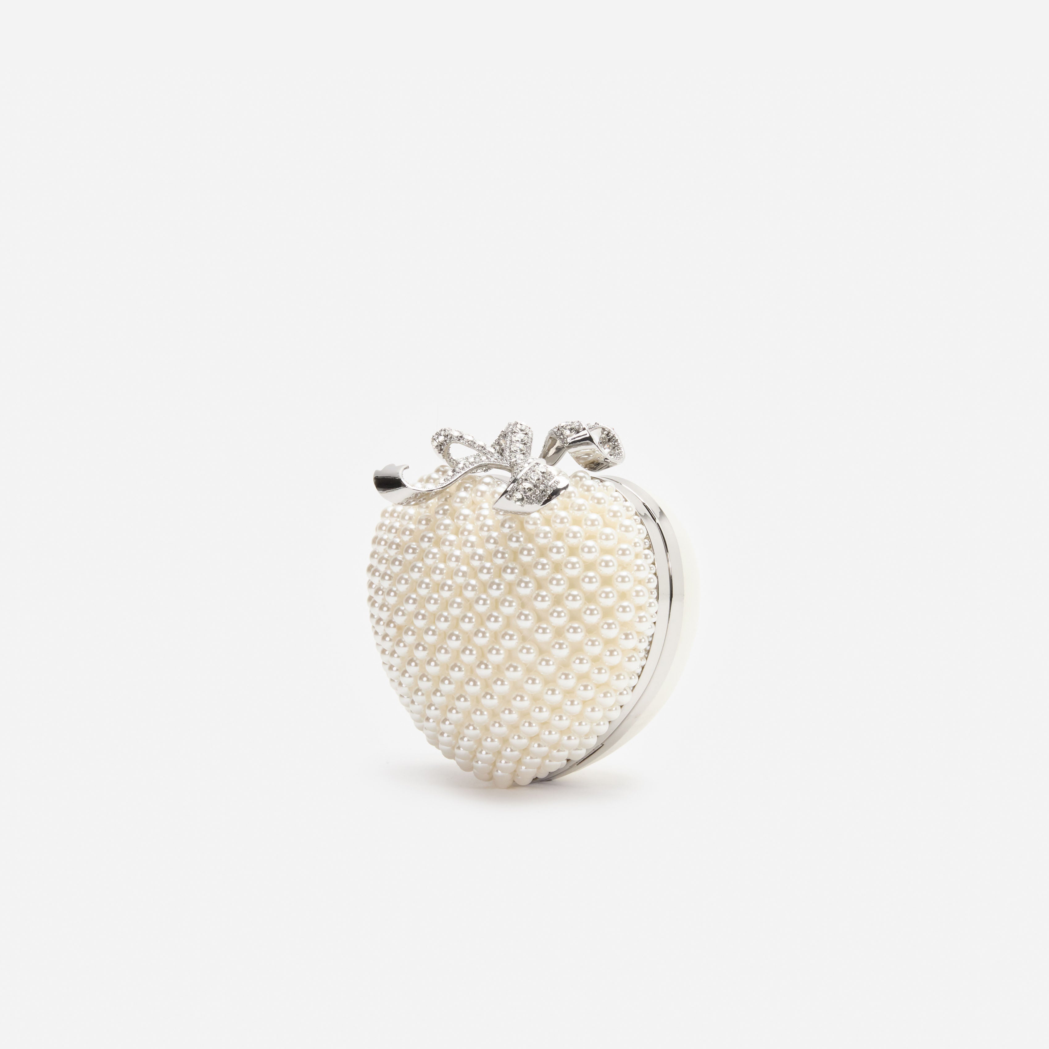 Self Portrait Pearl Heart Clutch Creme Perlen One Size