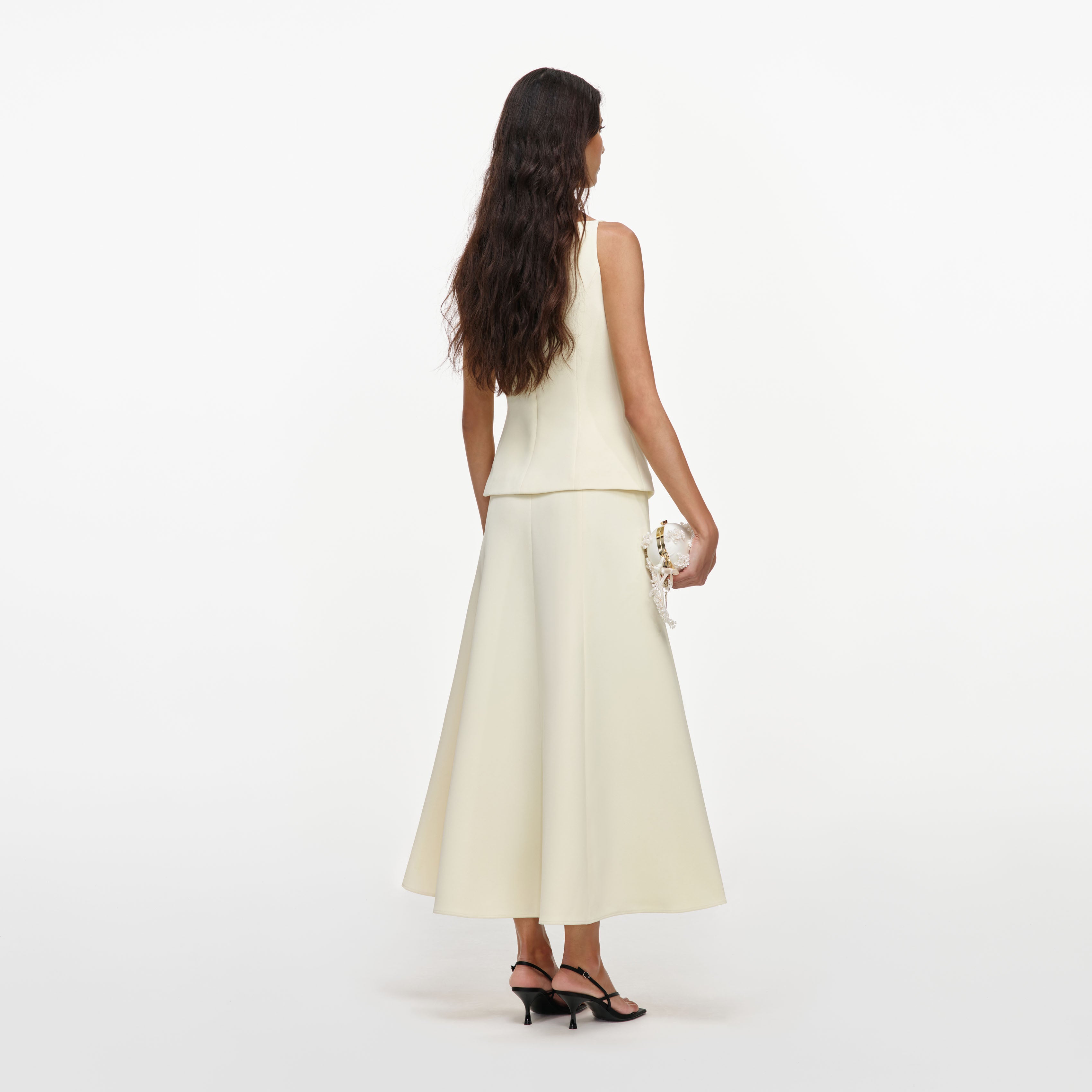 Self Portrait Yellow Crepe Peplum Midi Kleid UK 8