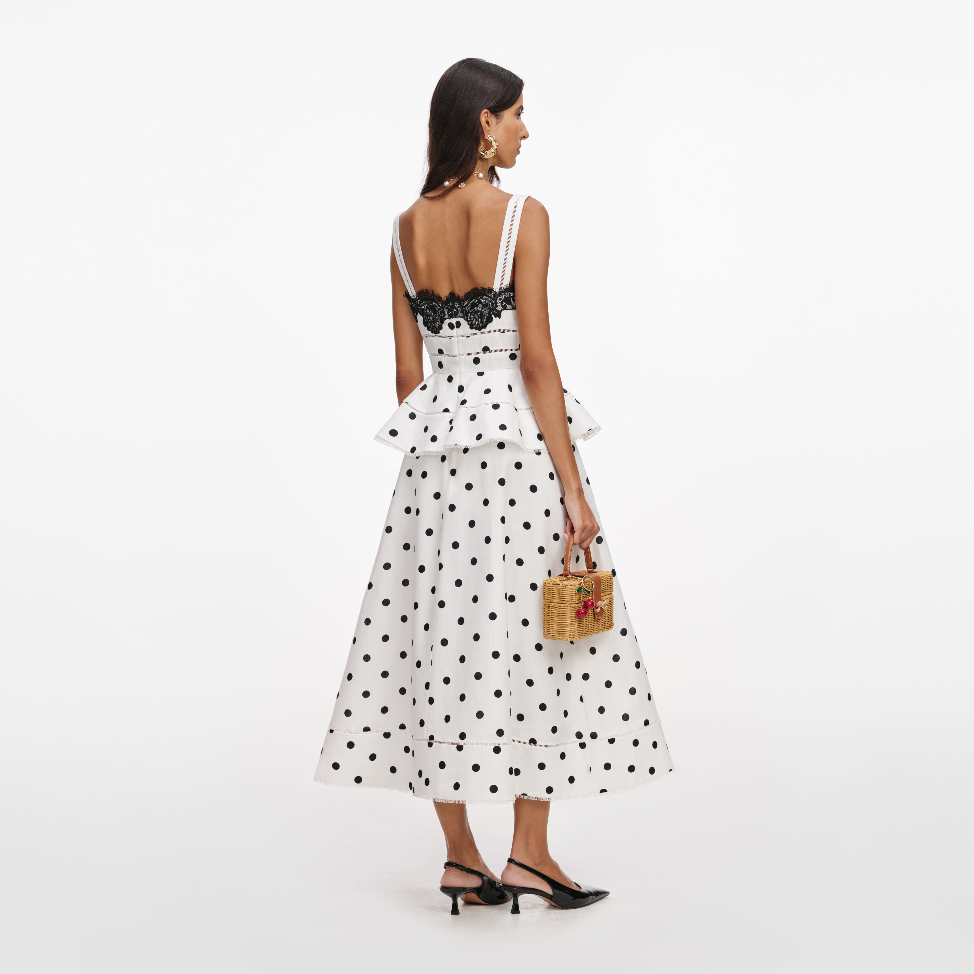 Self Portrait Dresses Midi Kleid Weiß Leinen UK 8 Punkte