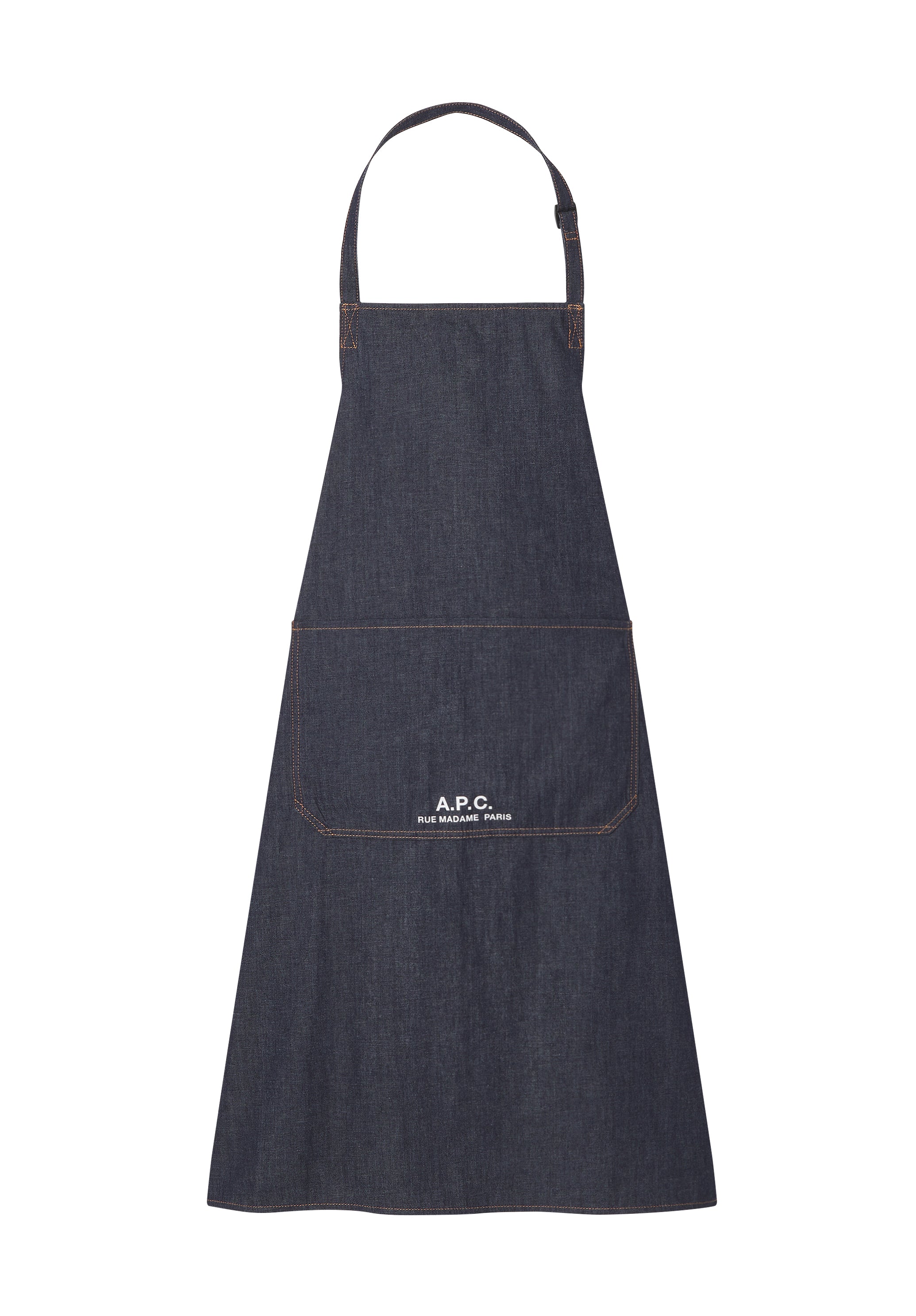 A.P.C. Schürze TU mit Tasche und Gold-Stickerei