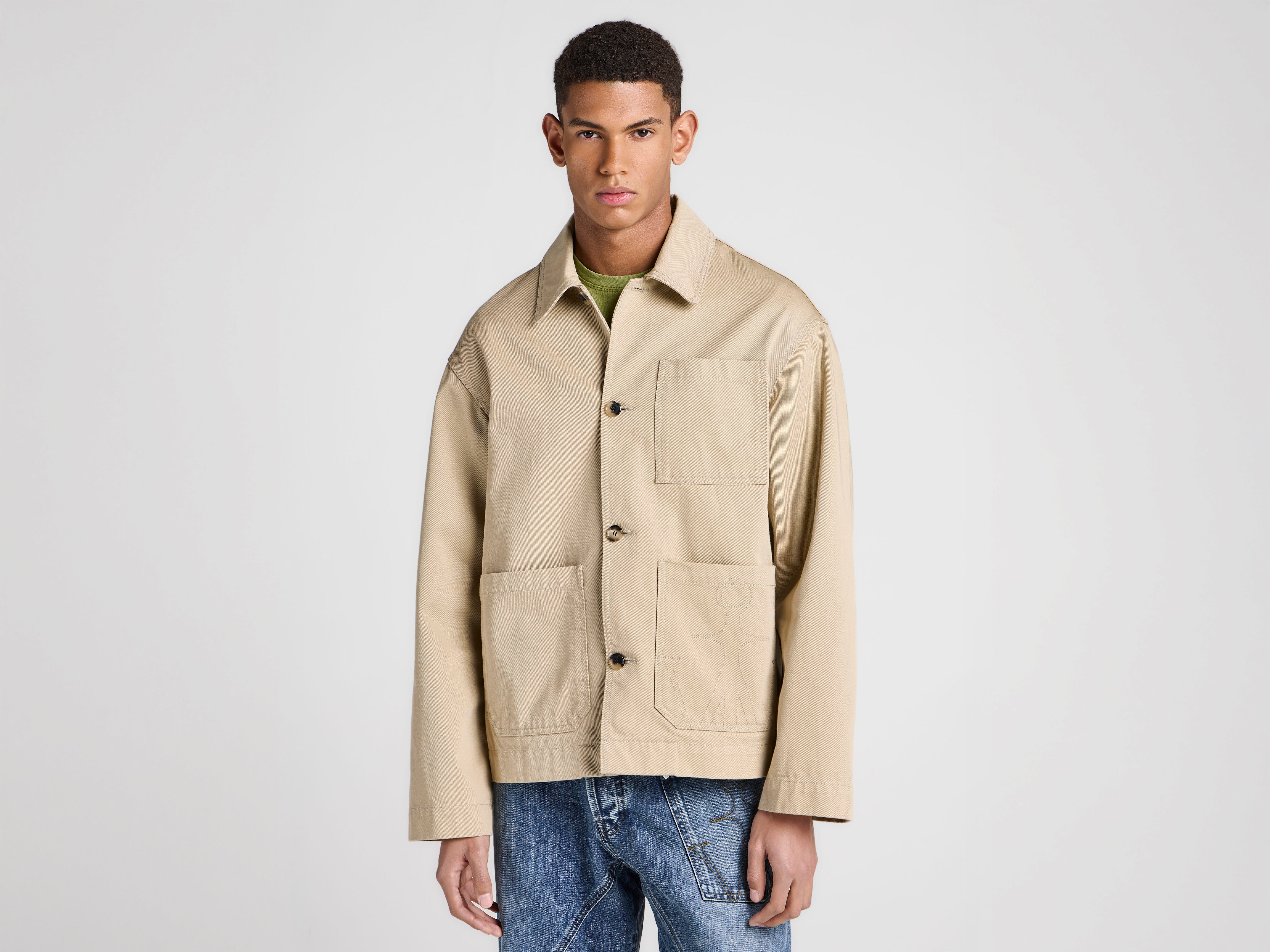 J.W.Anderson Jacke Herren Beige Patch Pocket Lederdetail