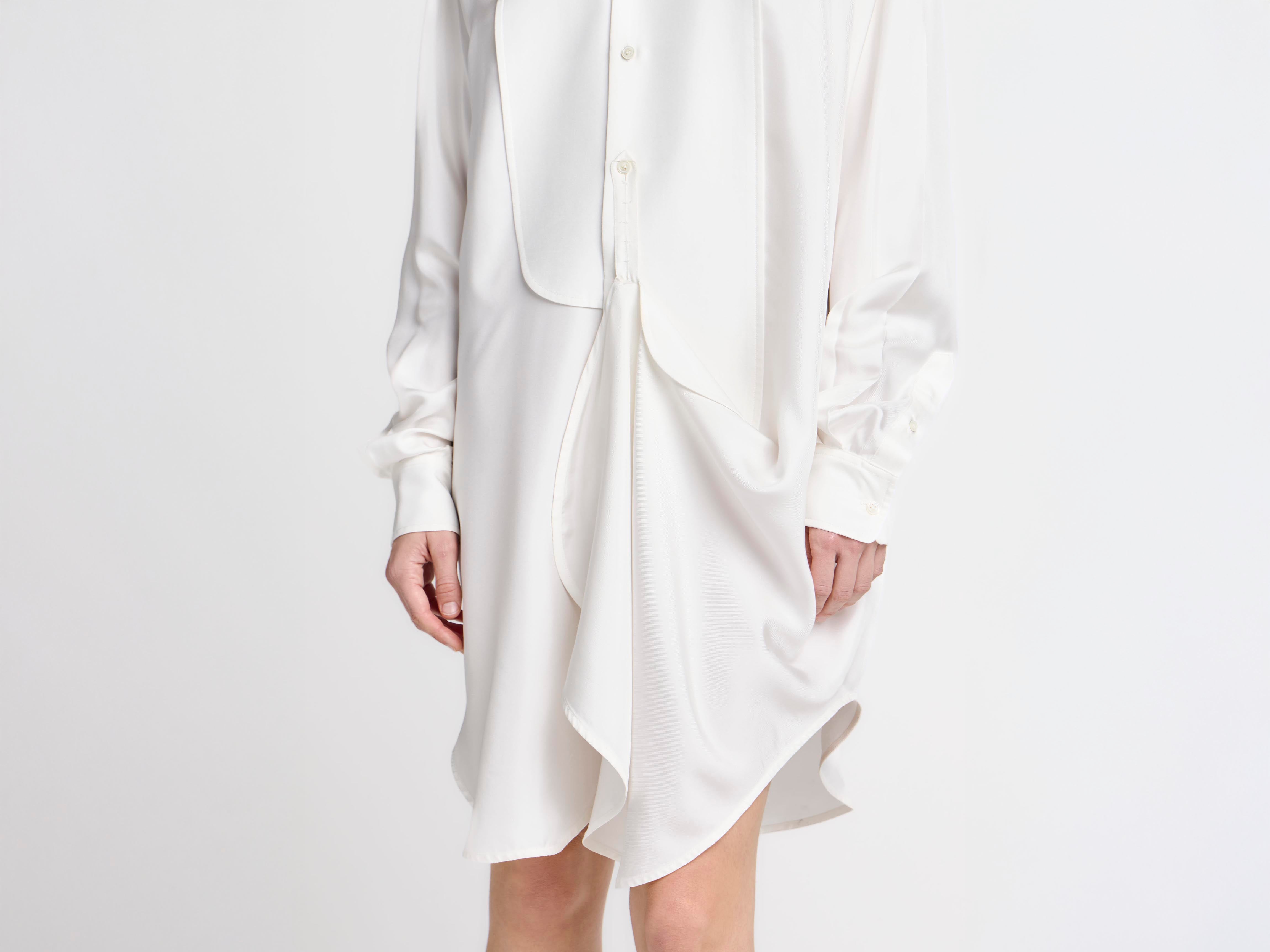 J.W.Anderson Tuxedo Drape Seidenkleid Off-White