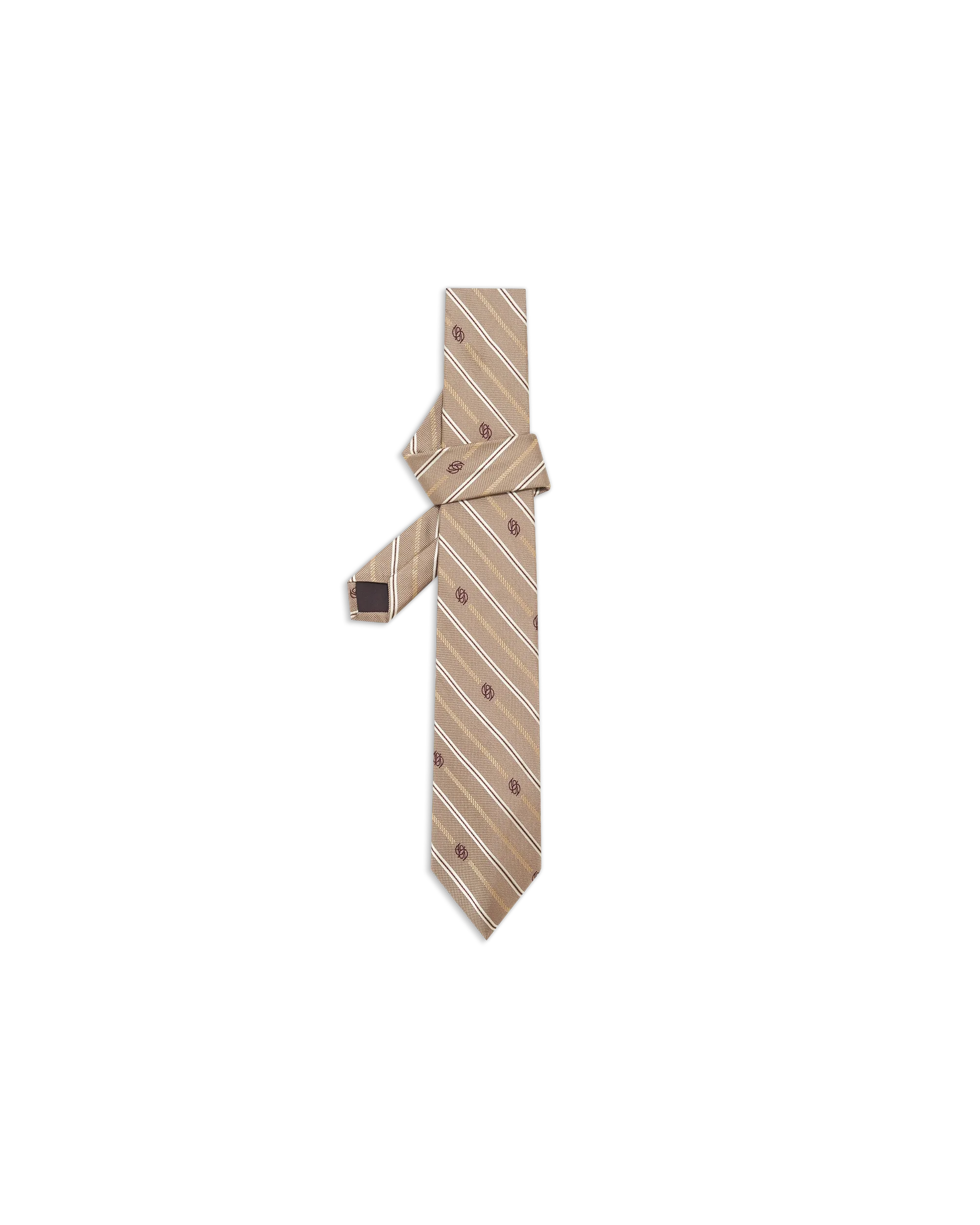 Drôle De Monsieur La Cravate Soie Rayure Monogramme Krawatte beige Seide
