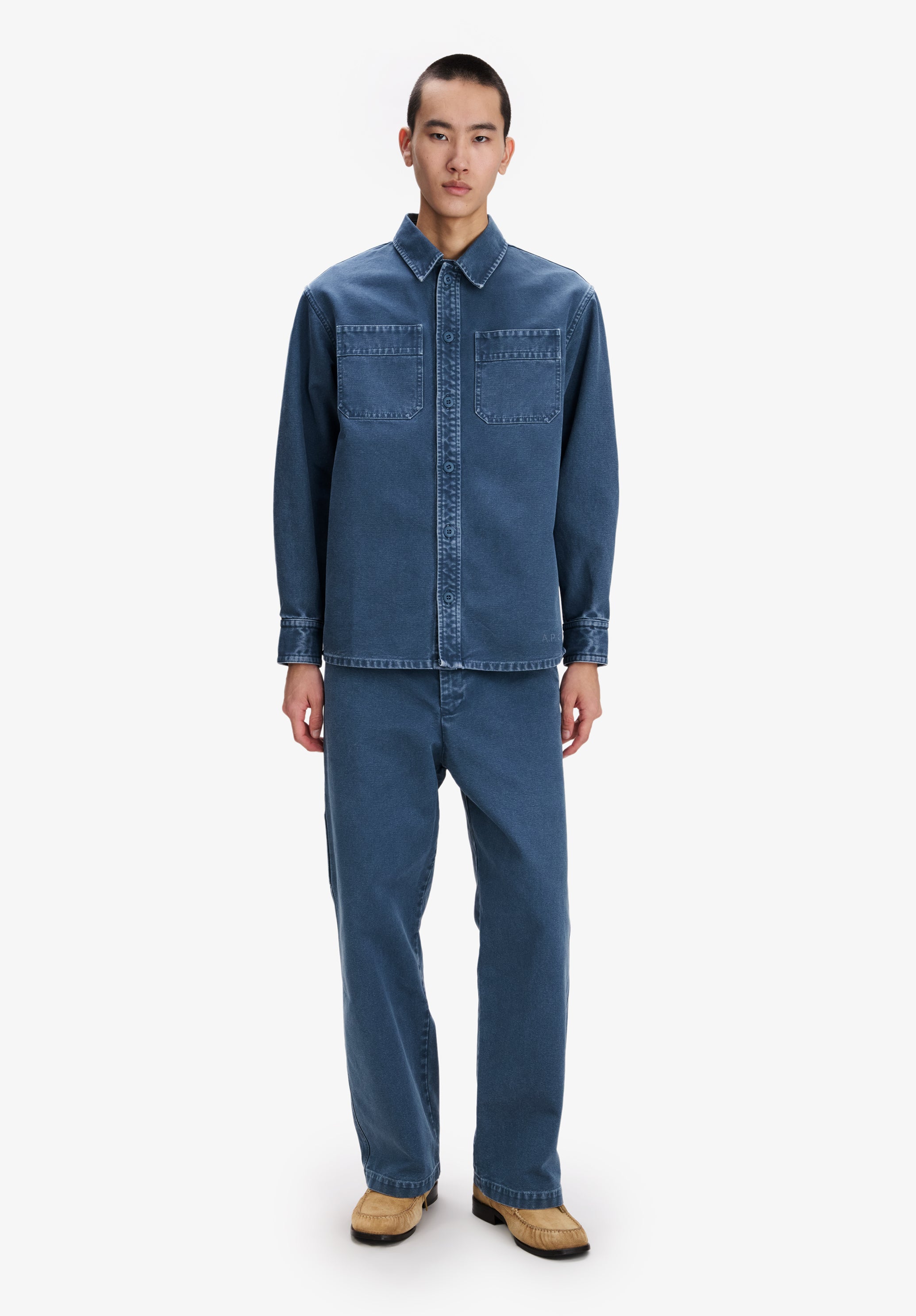 A.P.C. Overshirt blau Workwear recycelte Baumwolle