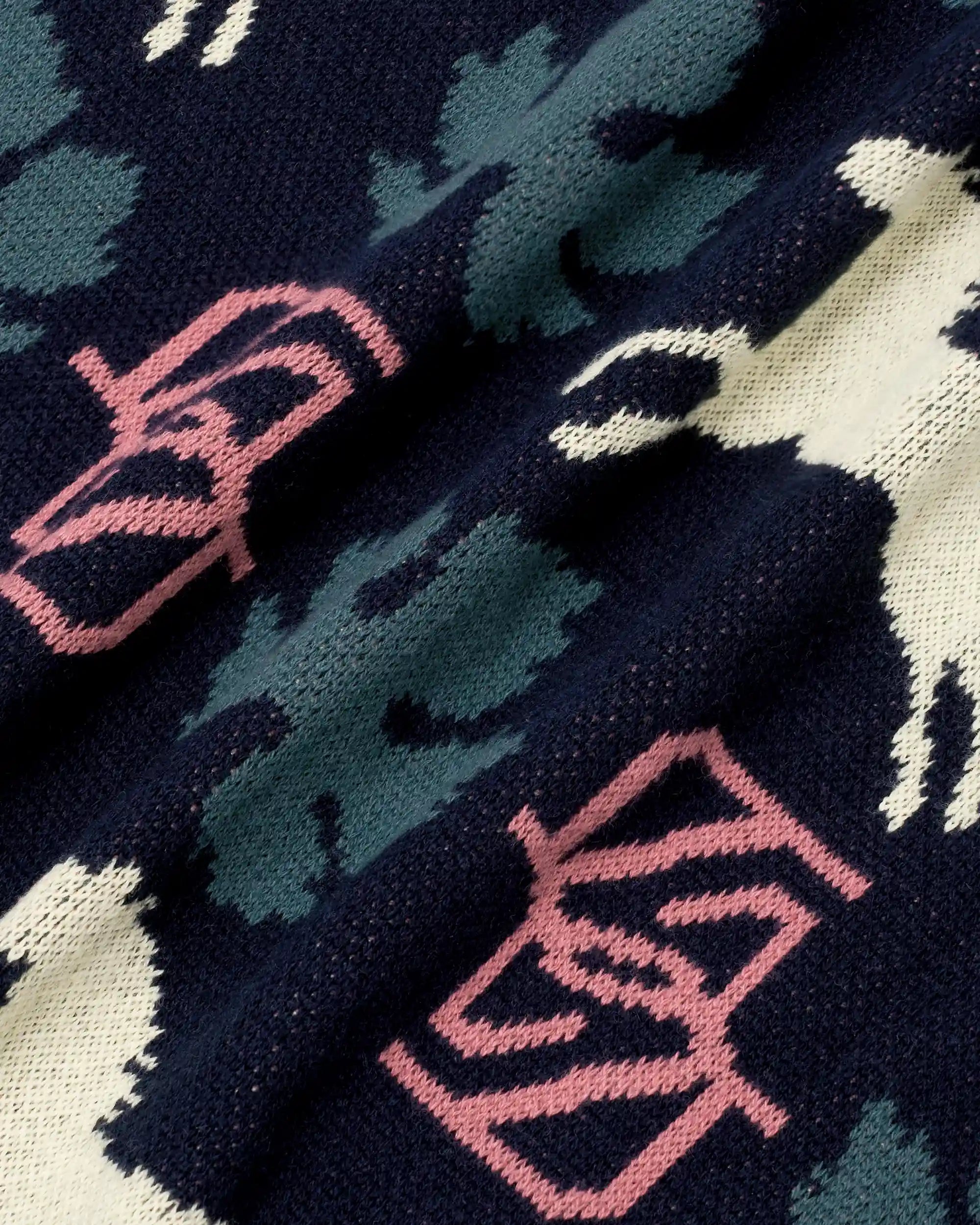 Drôle De Monsieur Horse Monogram Knit Cardigan Navy Baumwolle