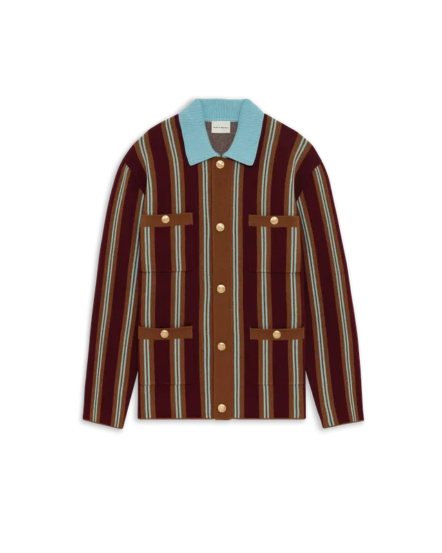 Drôle De Monsieur Veste Maille Cardigan weinrot Wolle