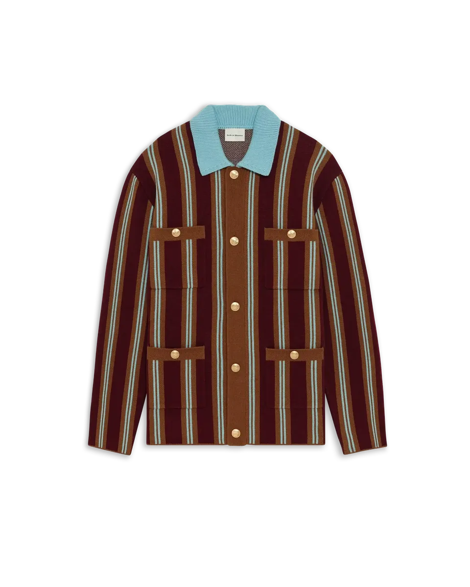 Drôle De Monsieur Veste Maille Cardigan weinrot Wolle