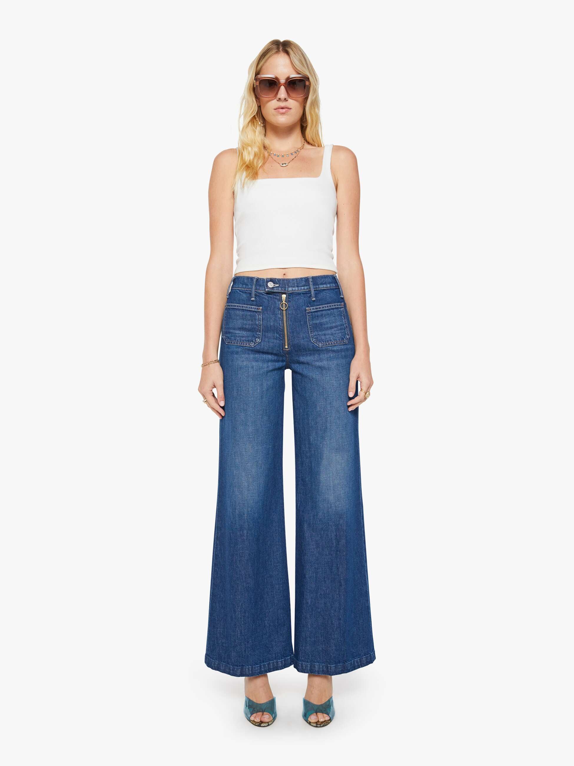 Mother Hustler Roller Wide Leg Jeans Made In The Shade
