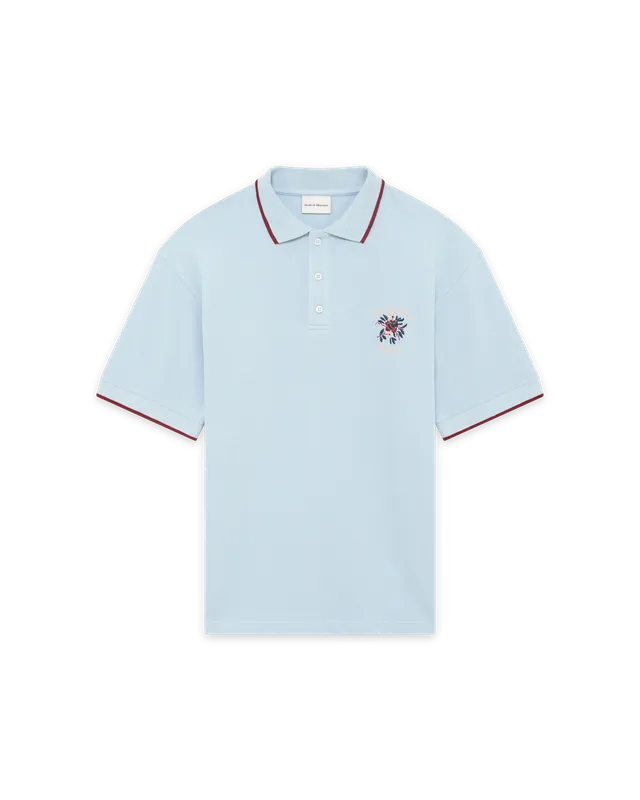 Drôle De Monsieur Le Polo Piqué Slogan Hellblau Baumwolle