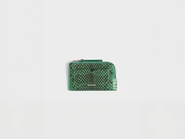 J.W.Anderson Loafer Zip Wallet Pine Green Leder Schlangenoptik