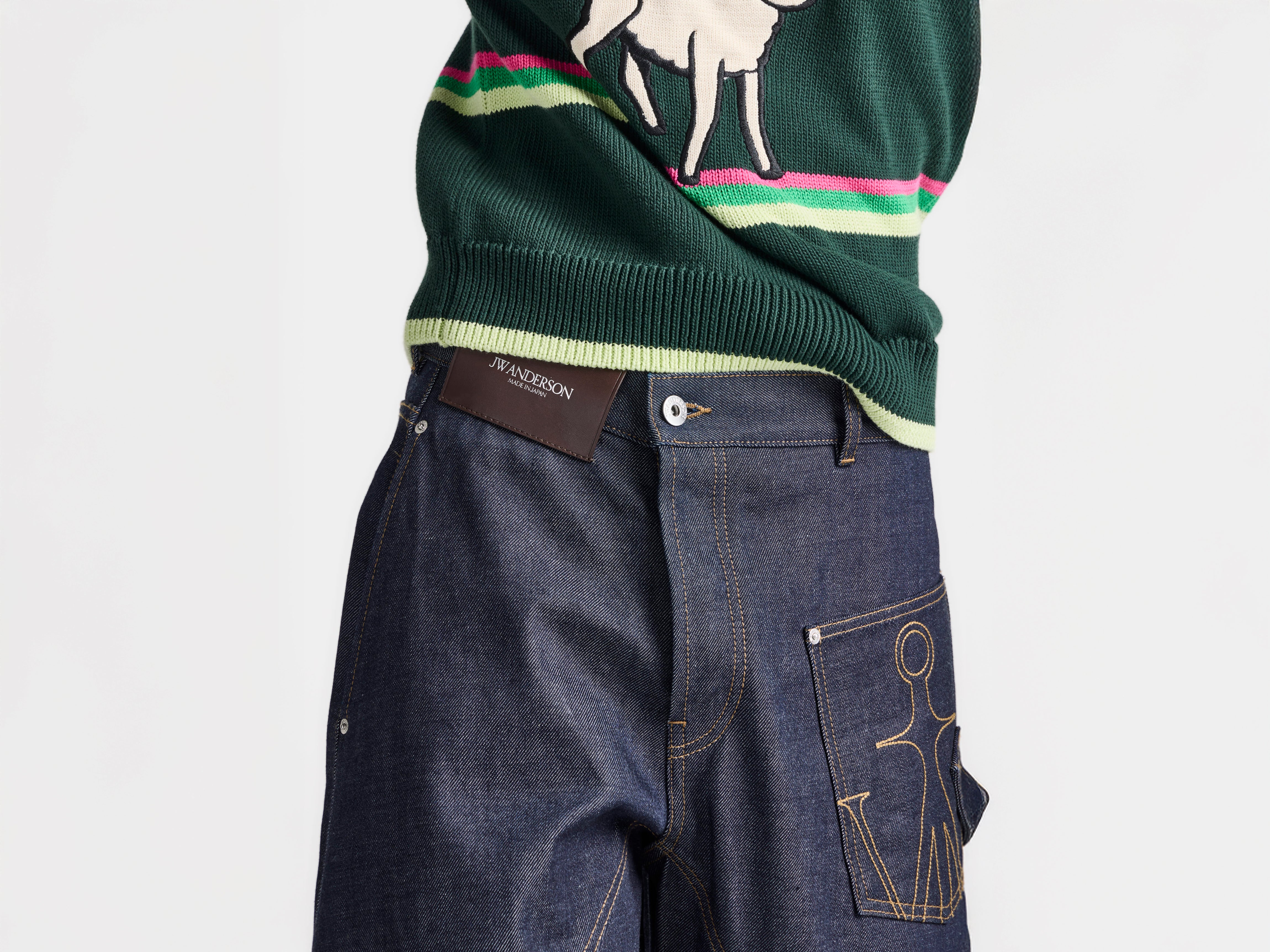J.W.Anderson Twisted Turn-Up Workwear Denim Jeans Indigo
