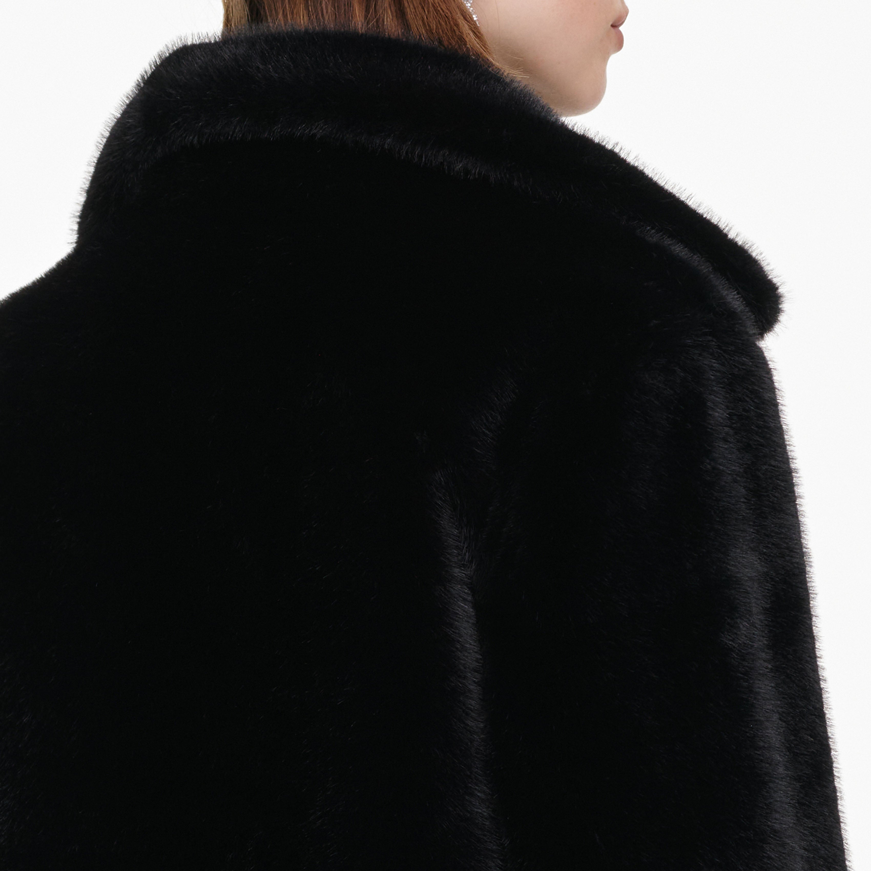 Self Portrait Black Faux Fur Jacke Schwarz Kunstfell