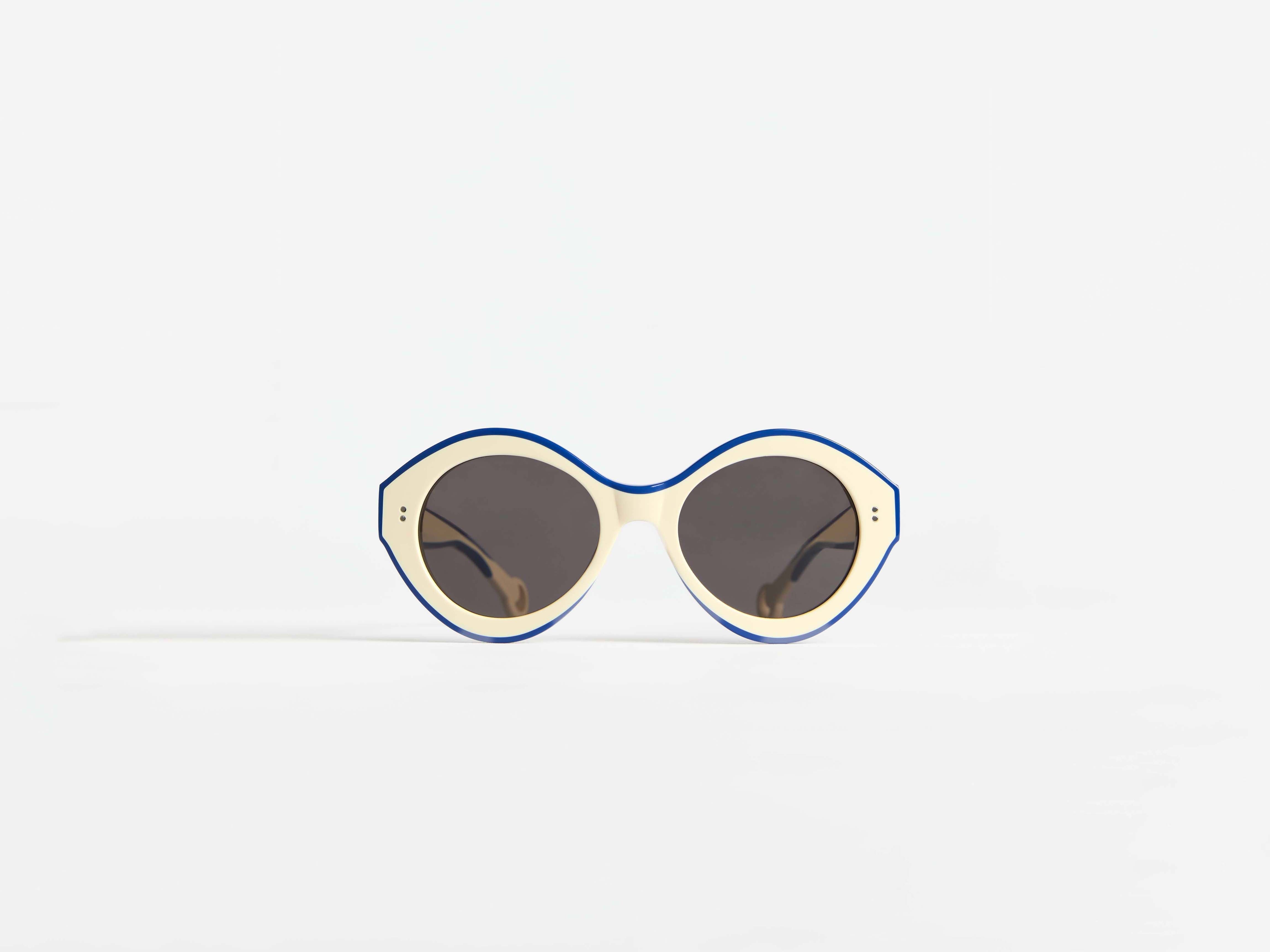 J.W.Anderson JWA07 Bumper Sonnenbrille Weiß Blau Rund