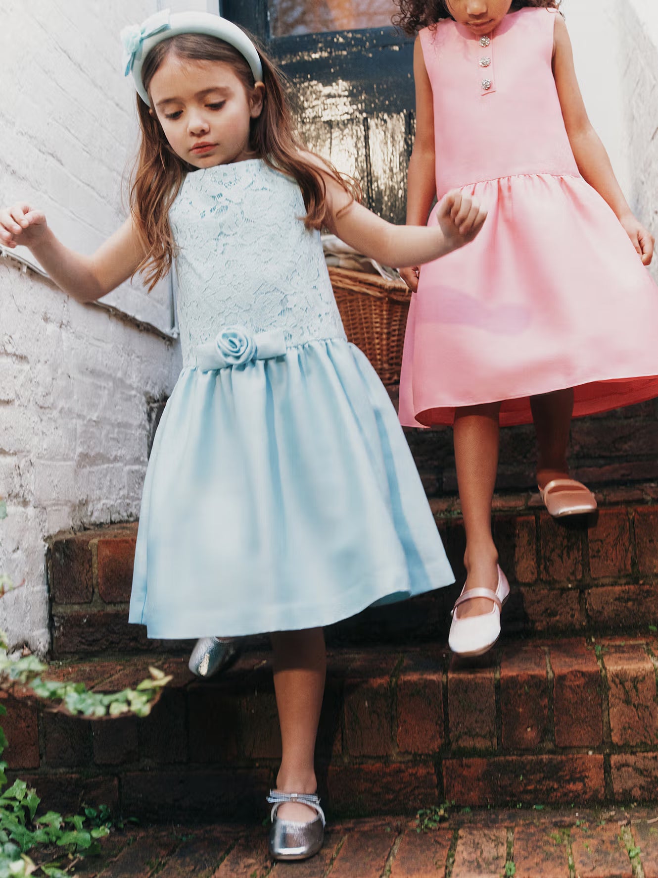Self Portrait Taffeta Lace Bow Kinderkleid Aqua Age 6/7