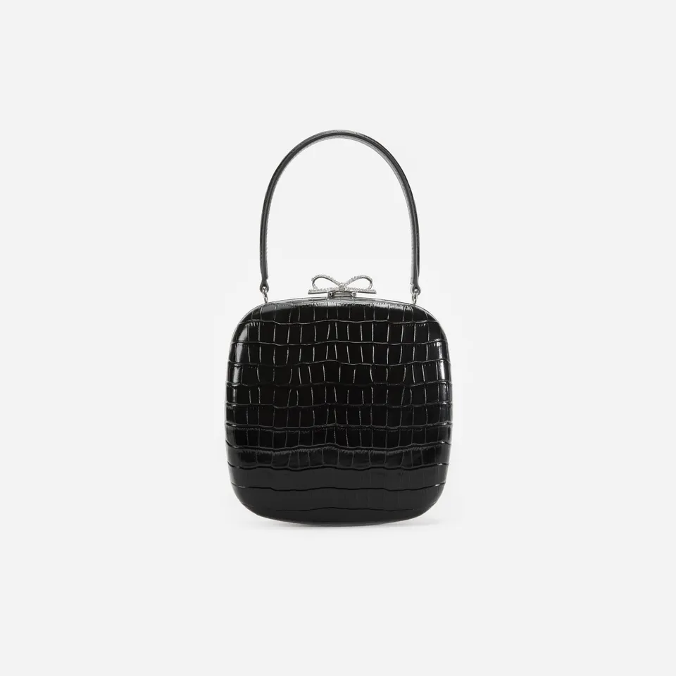 Self-Portrait Black Croc Mini Tasche Leder schwarz