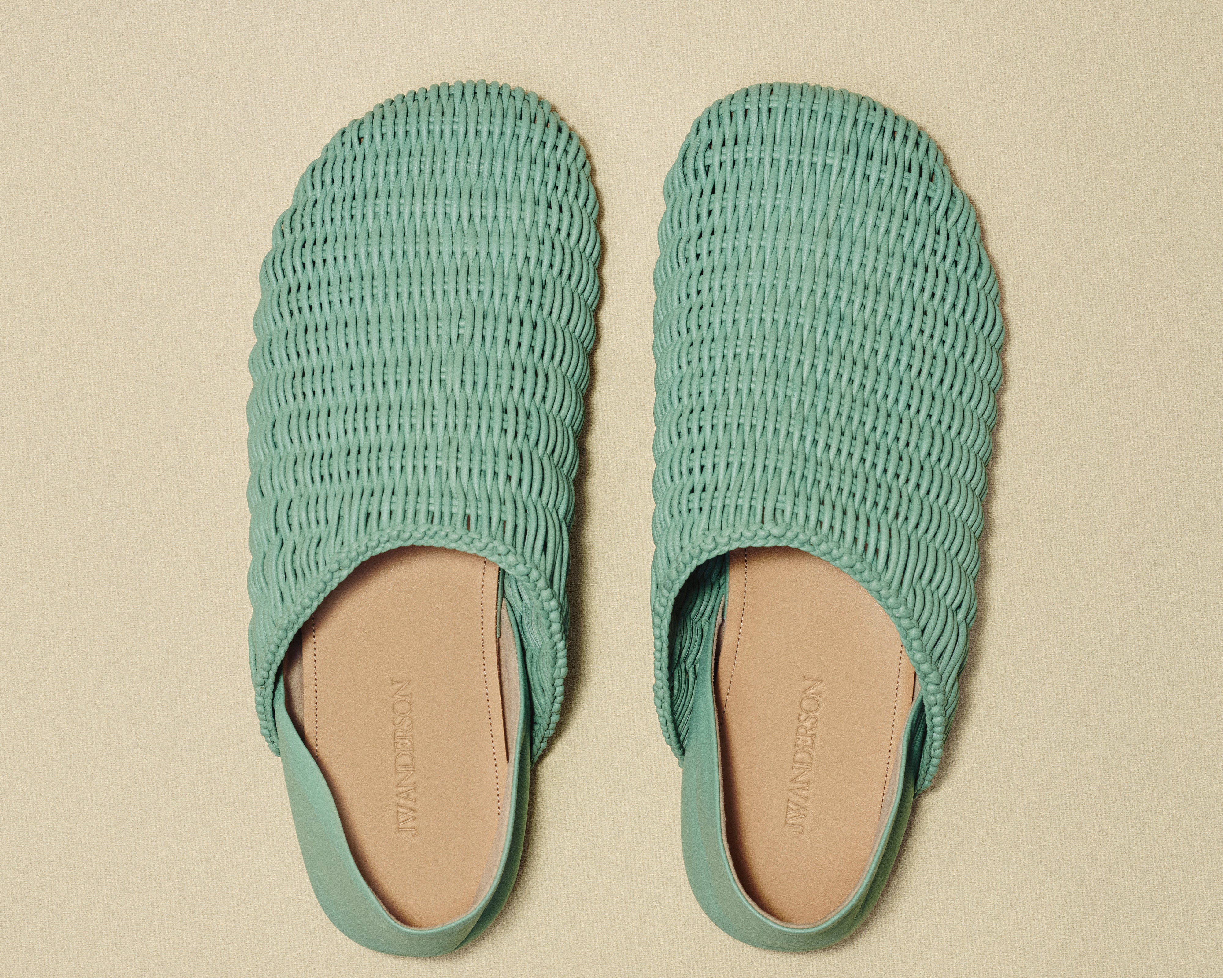 J.W.Anderson Slipper Mules Damenschuhe Salbeigrün Geflochtenes Leder