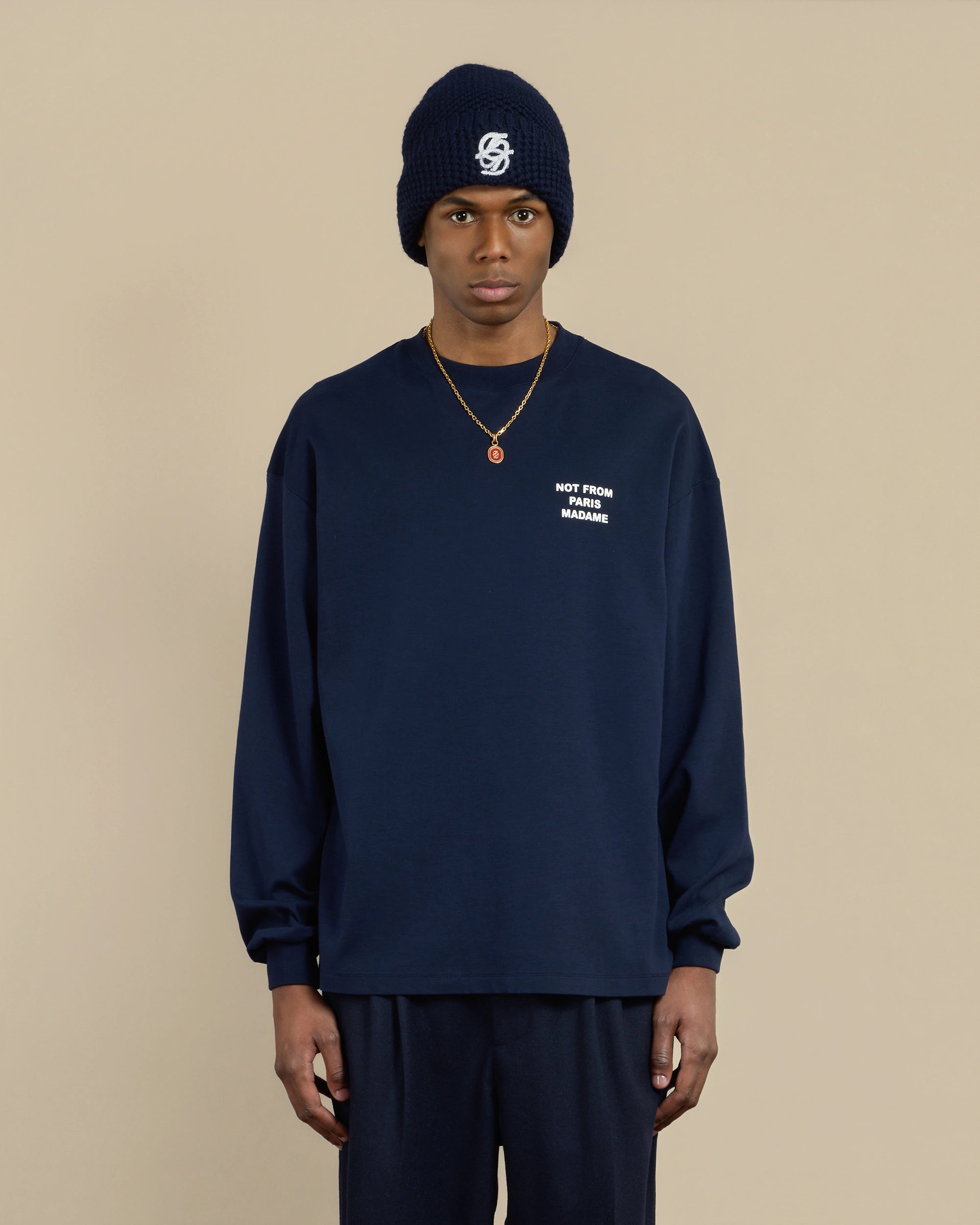 Drôle De Monsieur Le Manches Longues Slogan Longsleeve Navy
