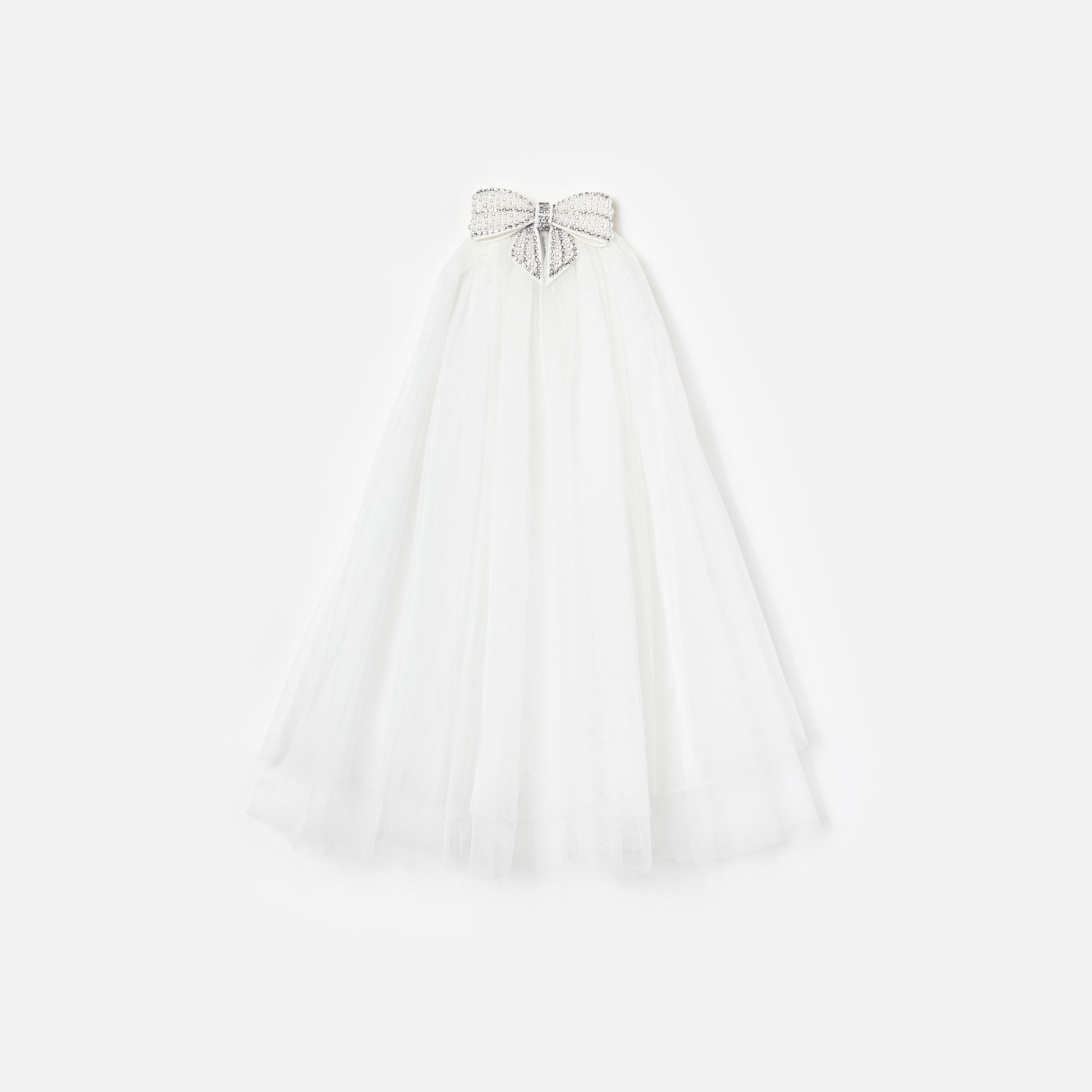 Self Portrait Embellished Bow Veil Haarschleier Creme mit Perlen