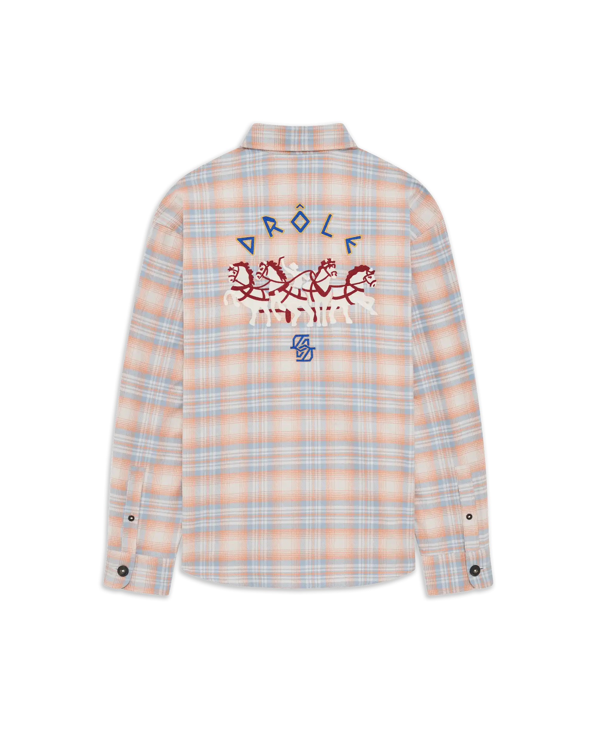 Drôle de Monsieur Boxy Flanellhemd Orange Karo Baumwolle