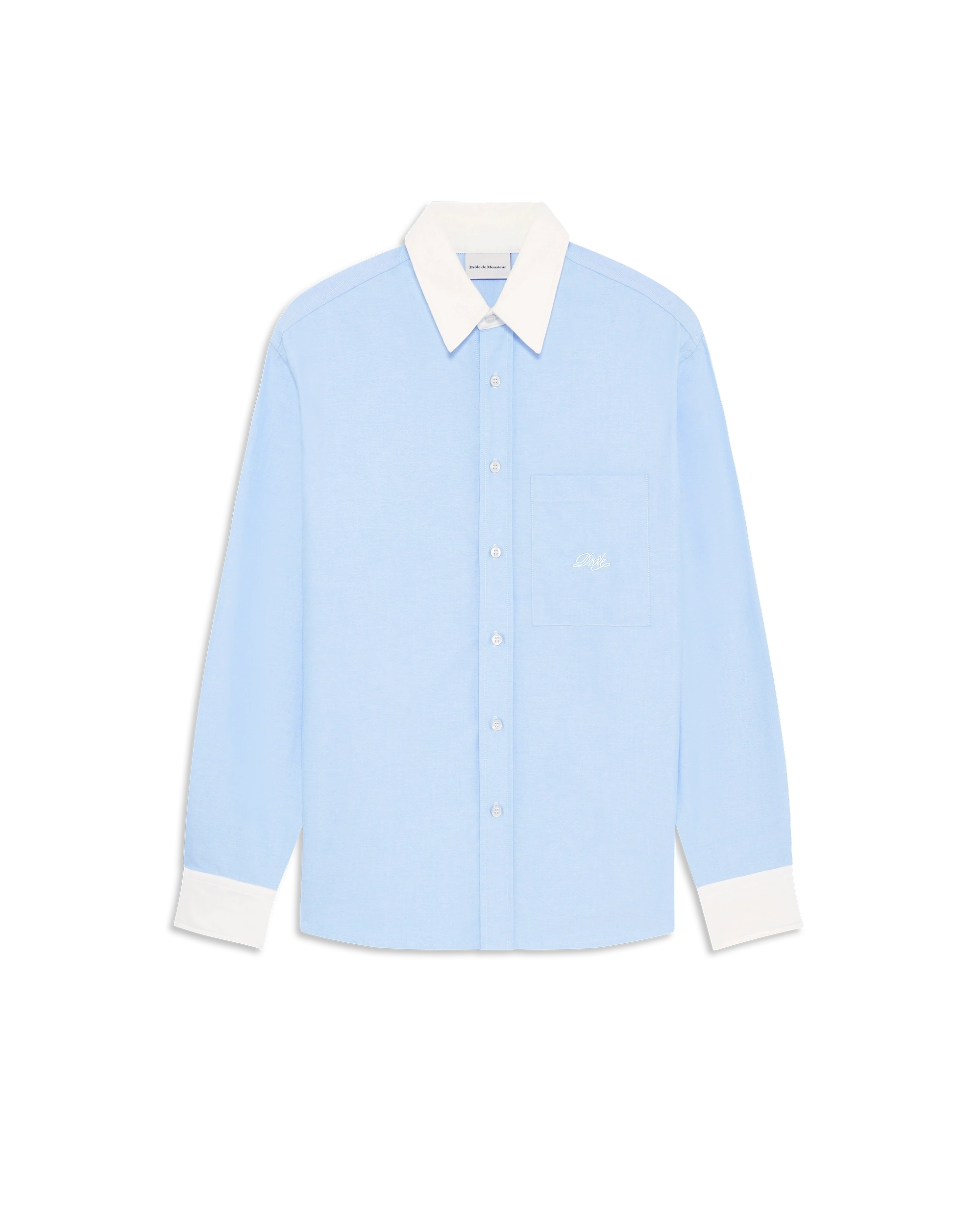 Drôle De Monsieur Drôle Boxy Shirt Hemd Hellblau Baumwolle