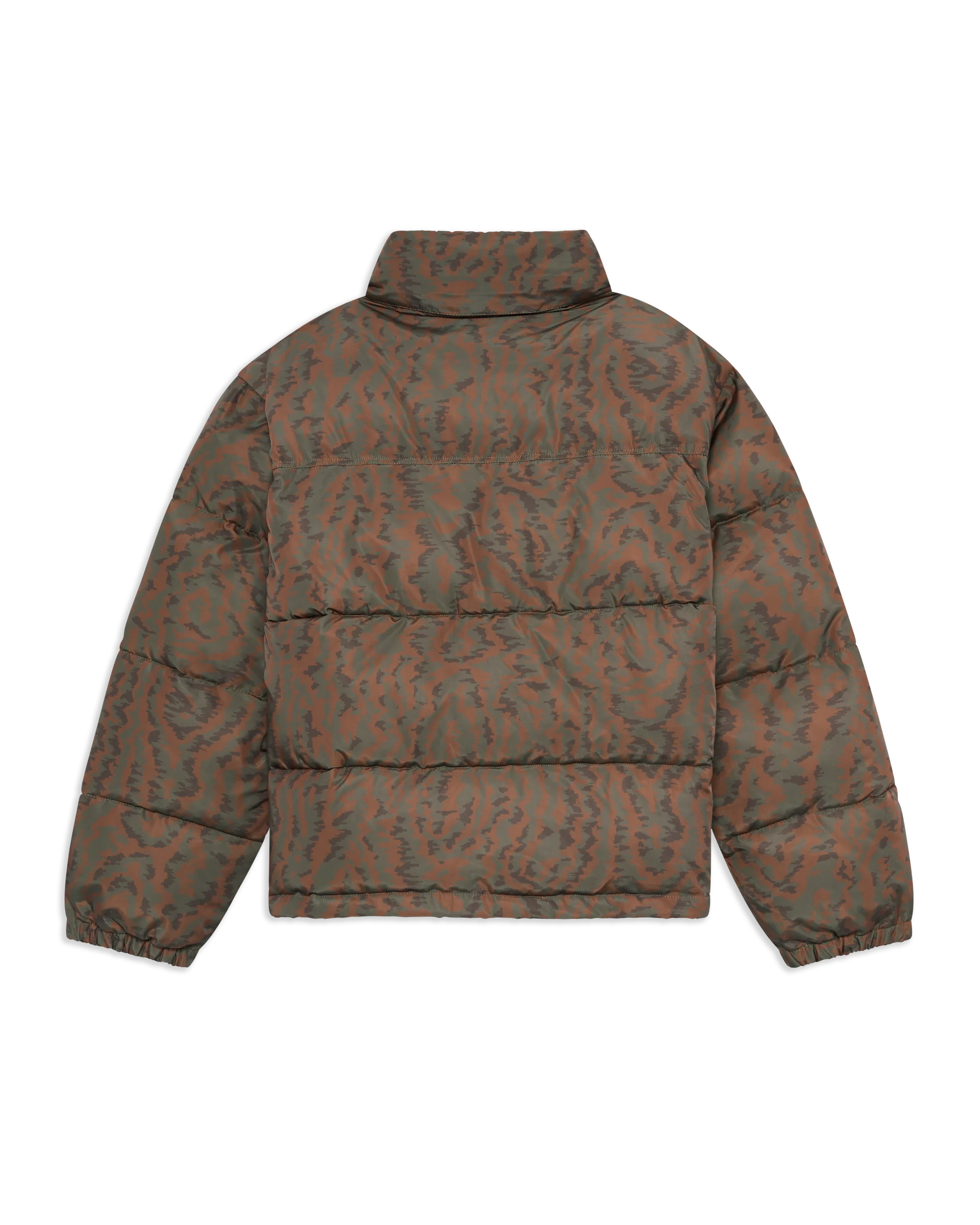 Drôle De Monsieur Slogan Moiré Puffer Jacke Khaki Polyamid