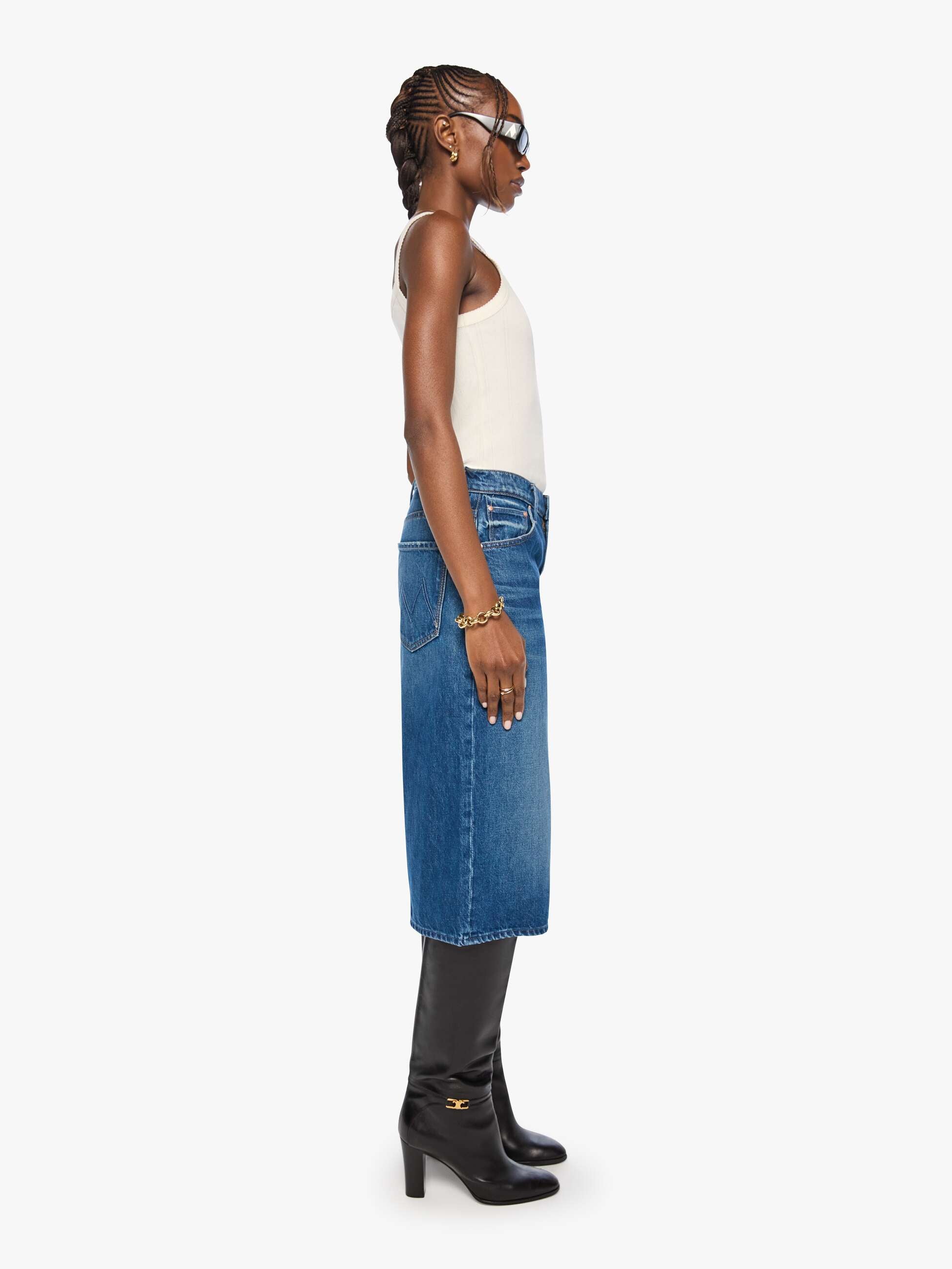 MOTHER Whole Lot Zip Shorts Call Me Wild Mittelblau