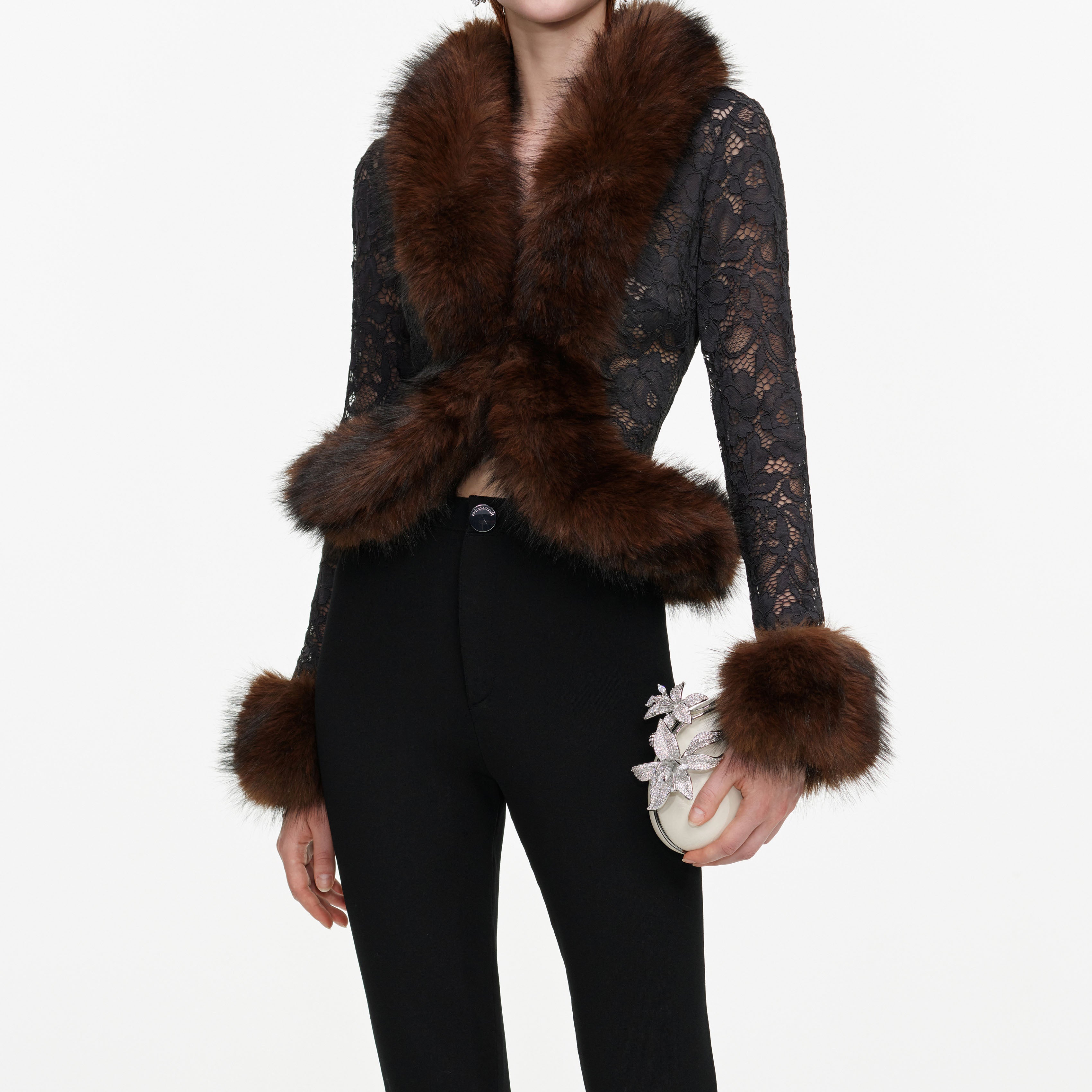 Self Portrait Bottoms Flared Knit Hose Schwarz Viskose