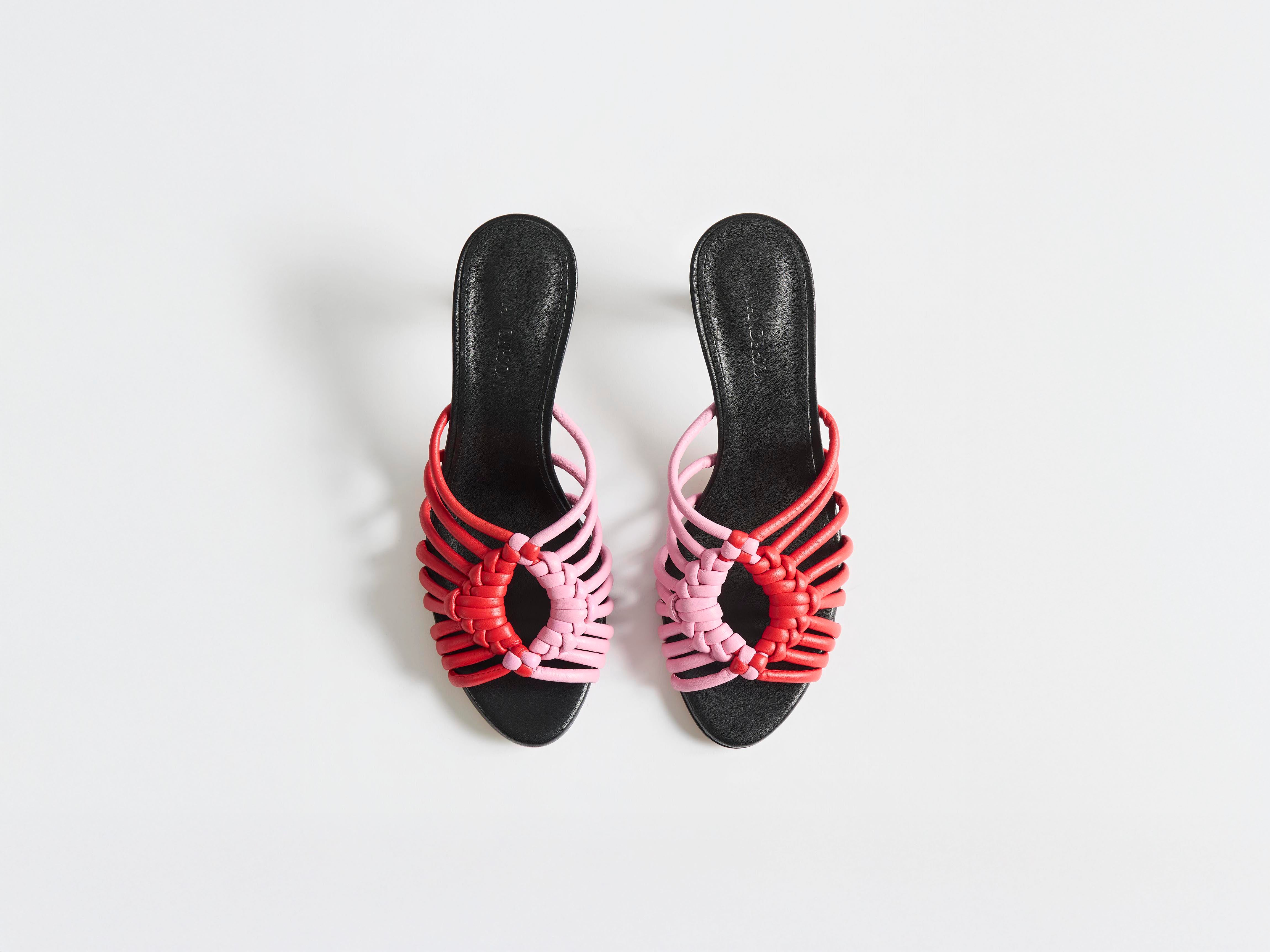 J.W.Anderson Woven Heeled Plot Sandale Rot Pink Leder