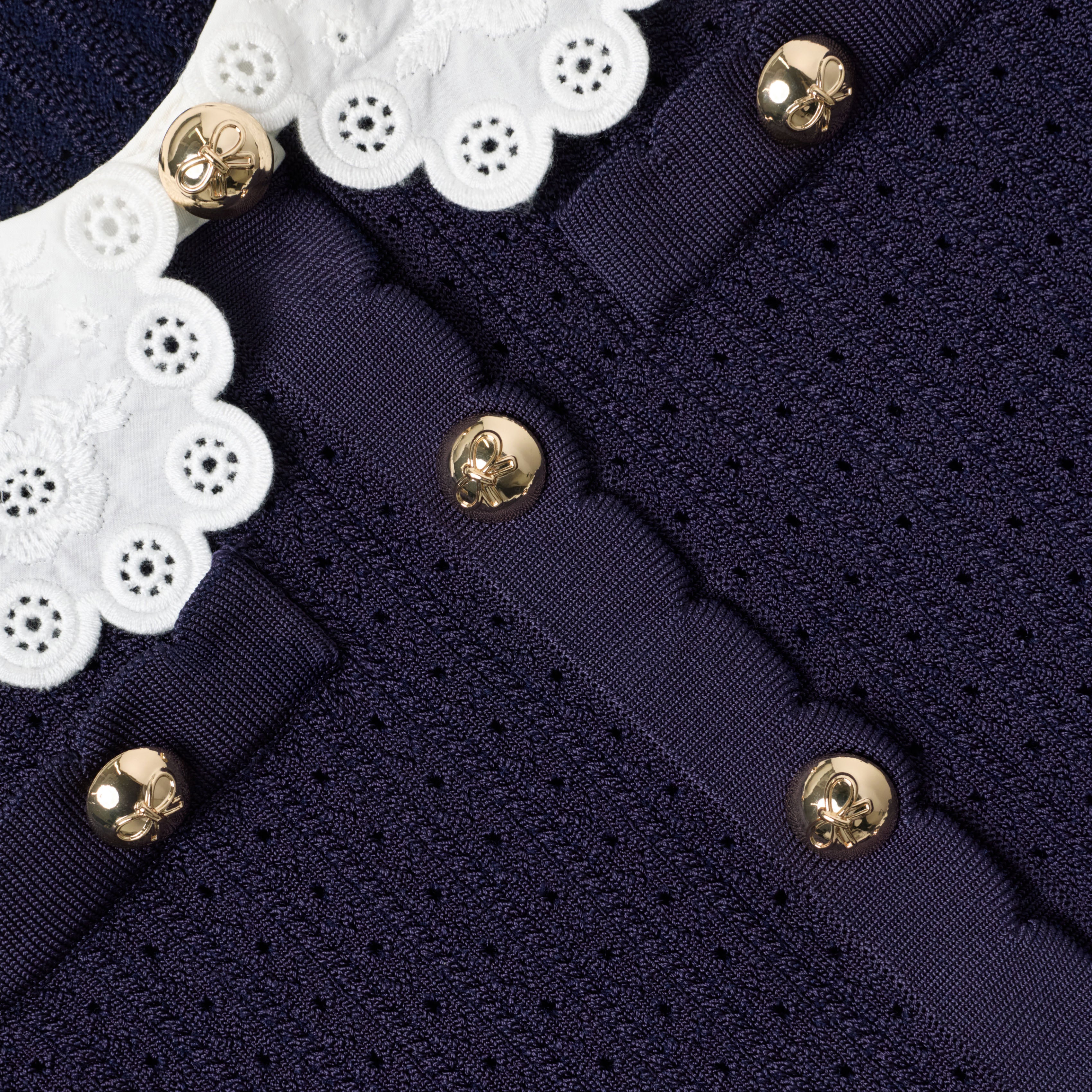 Self Portrait Navy Knit Pleated Kinderkleid Navy Strick