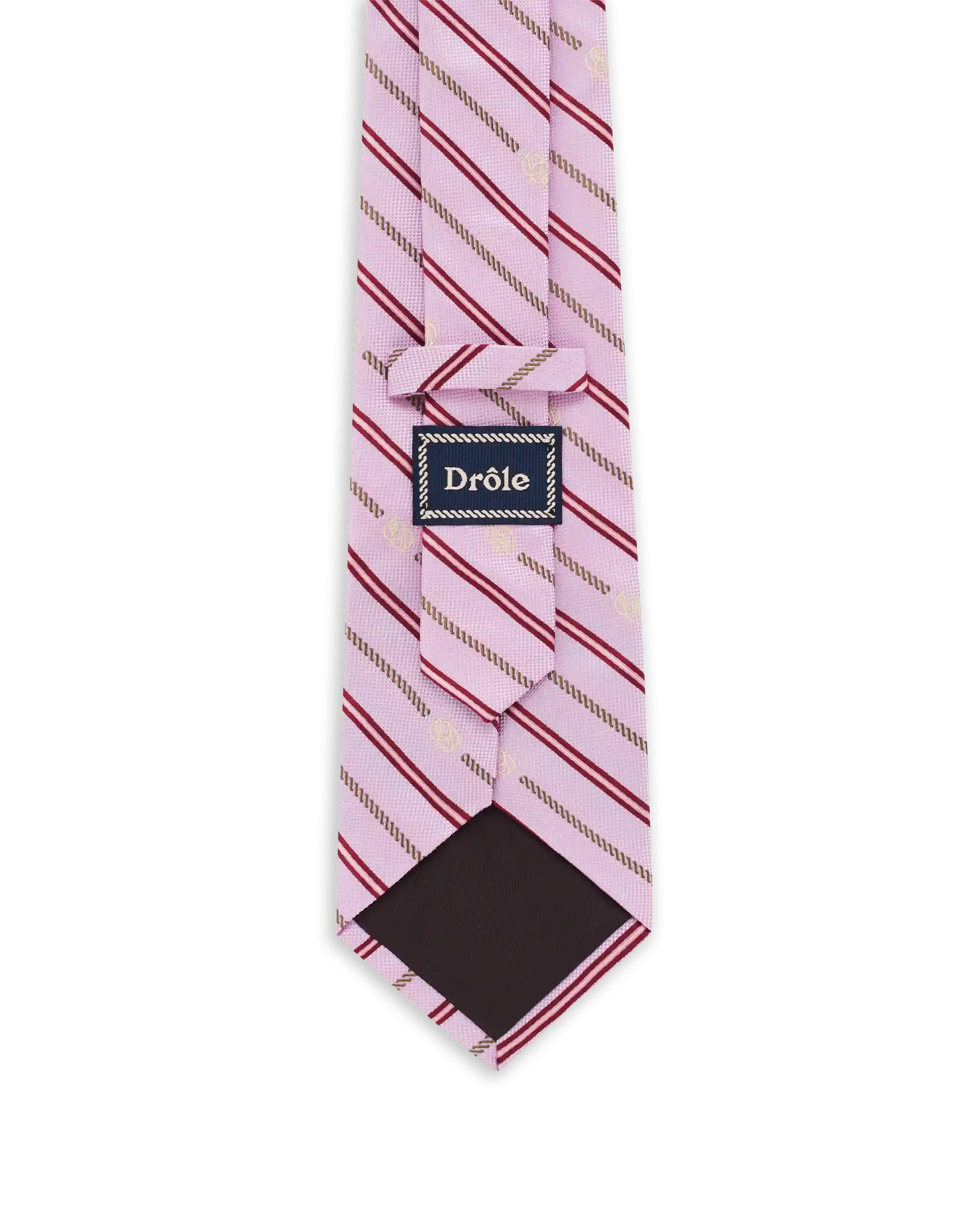 Drôle De Monsieur Silk Stripped Tie Krawatte Pink Seide