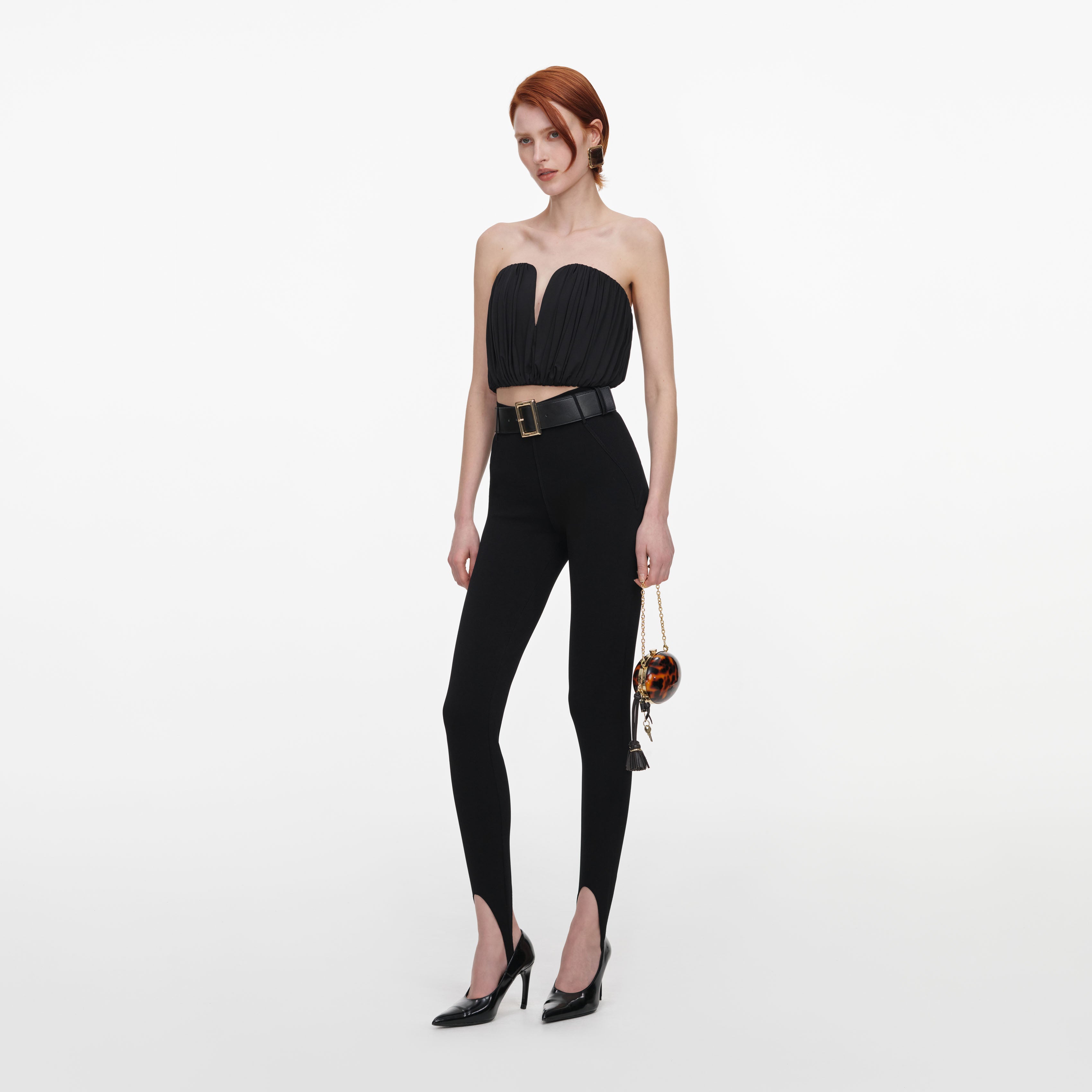 Self Portrait Black Bandeau Jersey Top Schwarz Cropped