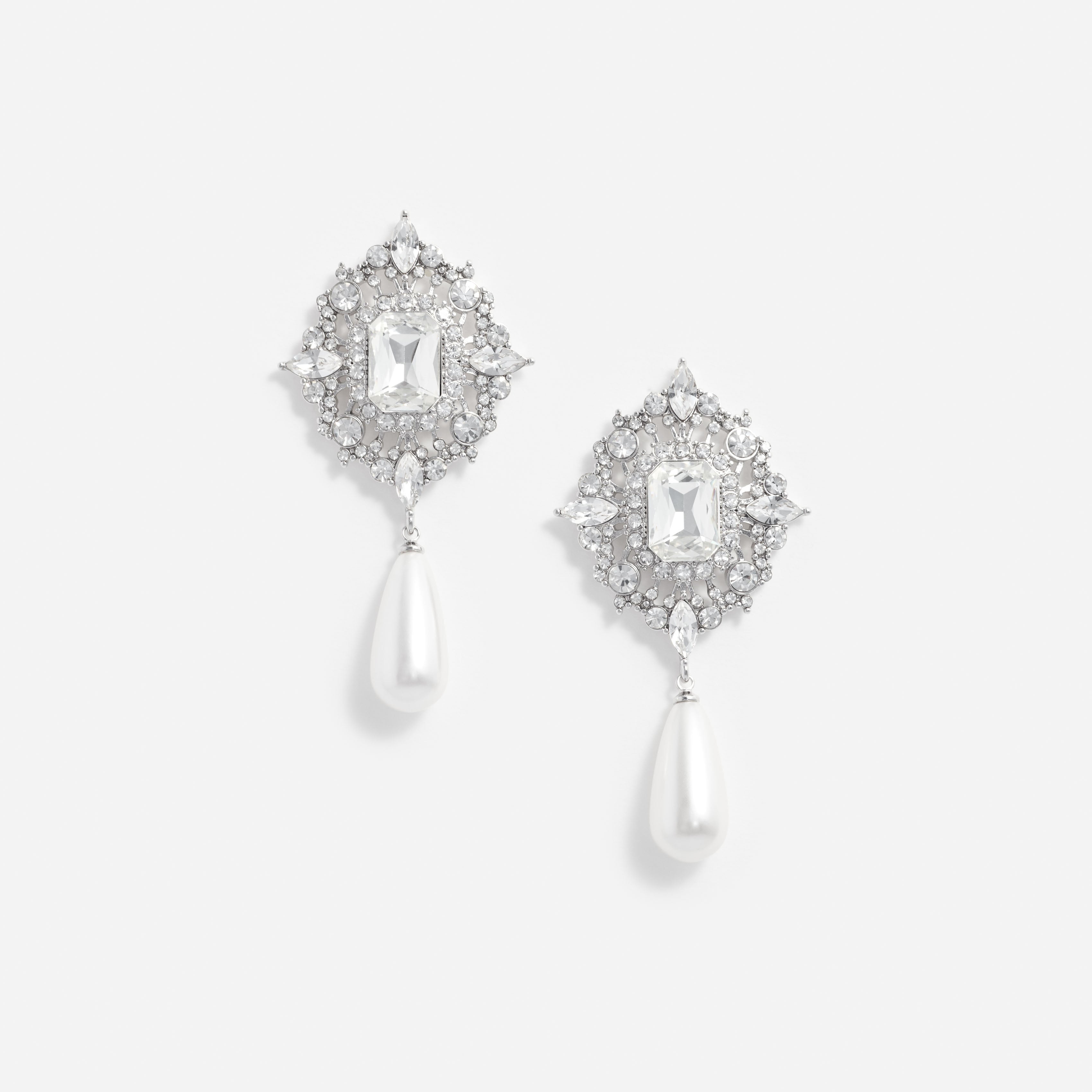 Self Portrait Jewellery Crystal Pearl Tropfen Ohrringe Silber