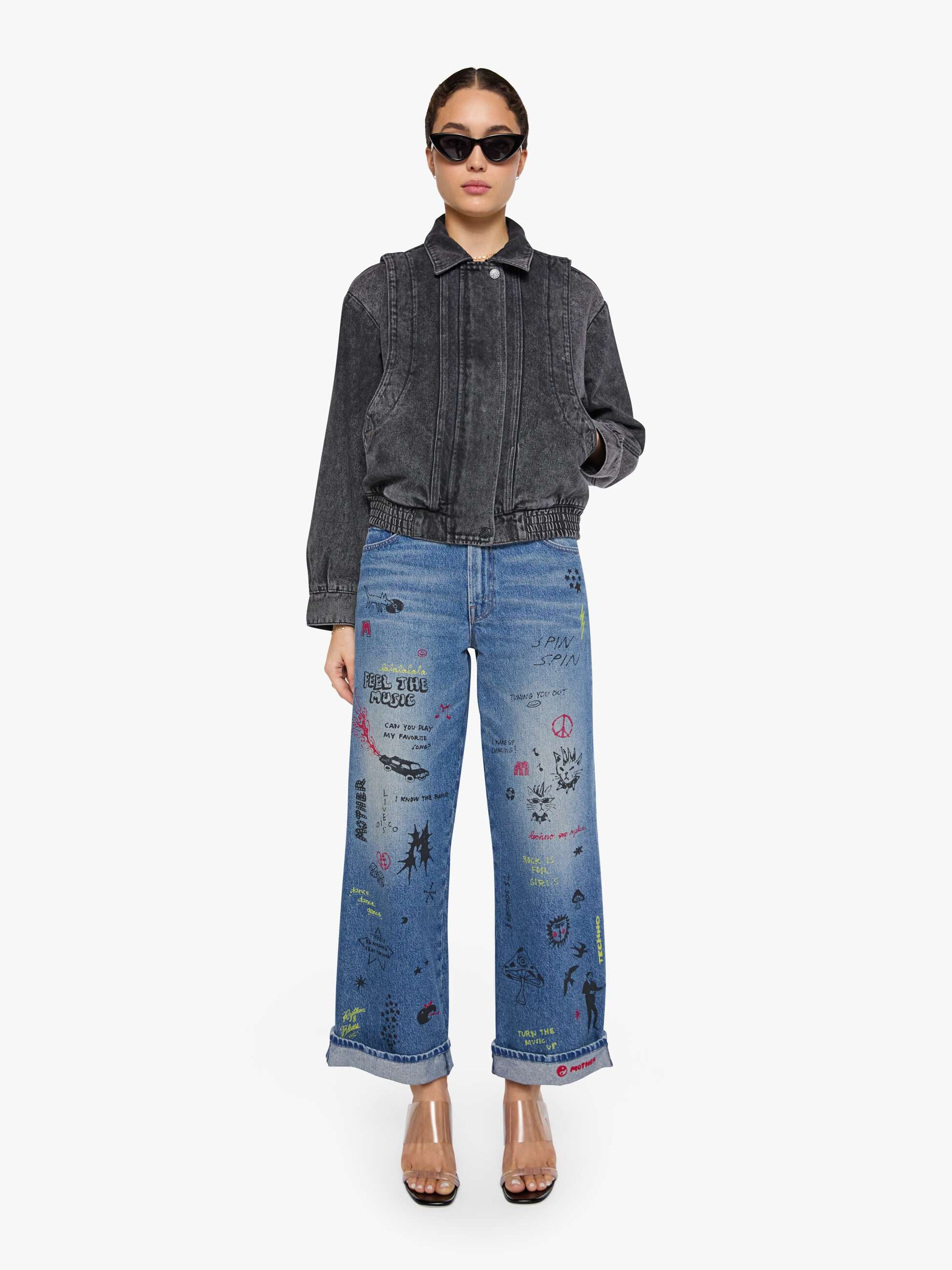 Mother Snacks Wing Ding Denimjacke Burnt Toast Grau Bomber
