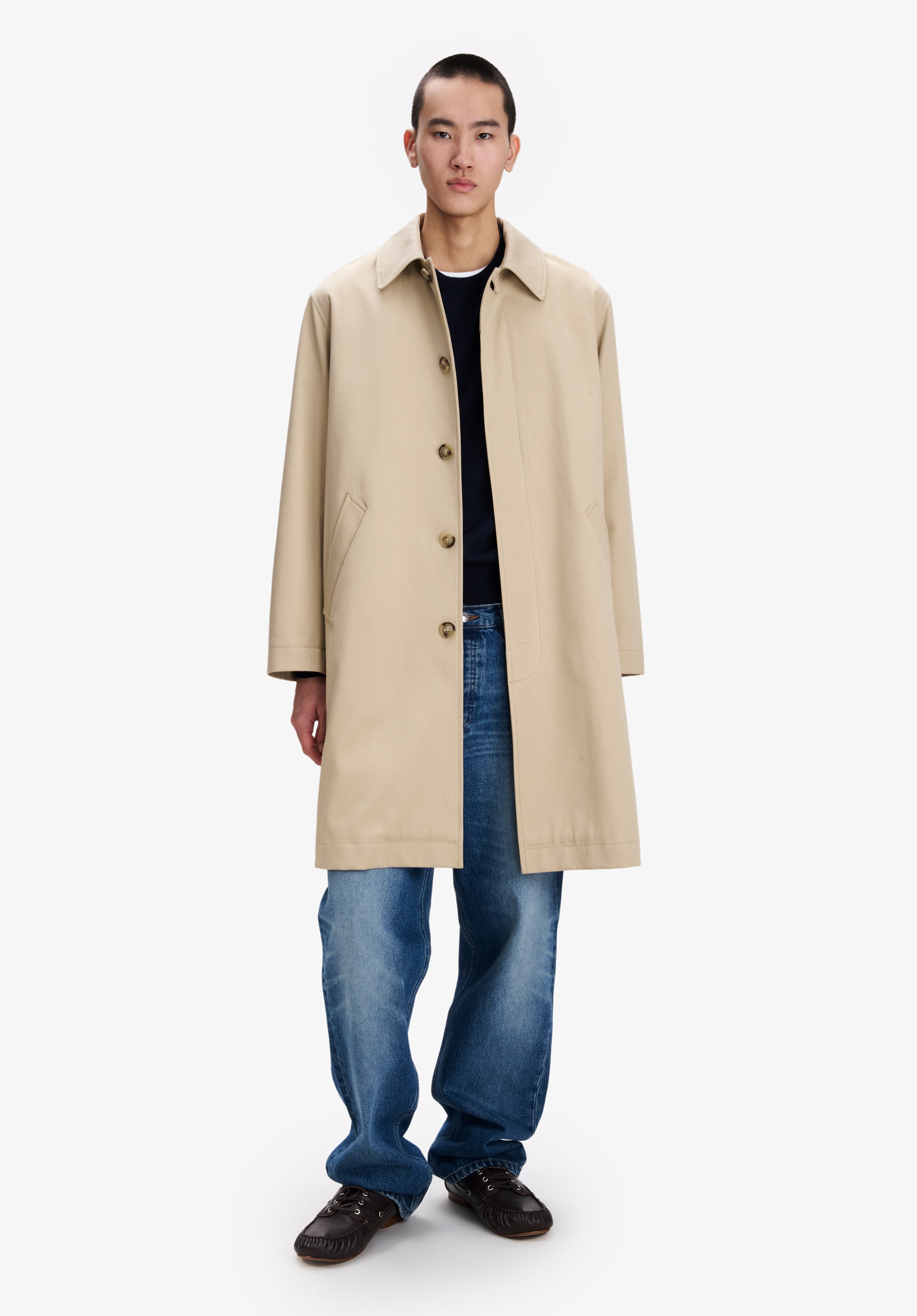 A.P.C. Mac Baumwollgabardine Mantel beige Bio-Baumwolle
