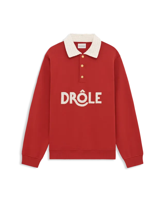Drôle De Monsieur Polo Drôle Col Crochet Polo Dunkelrot Baumwolle