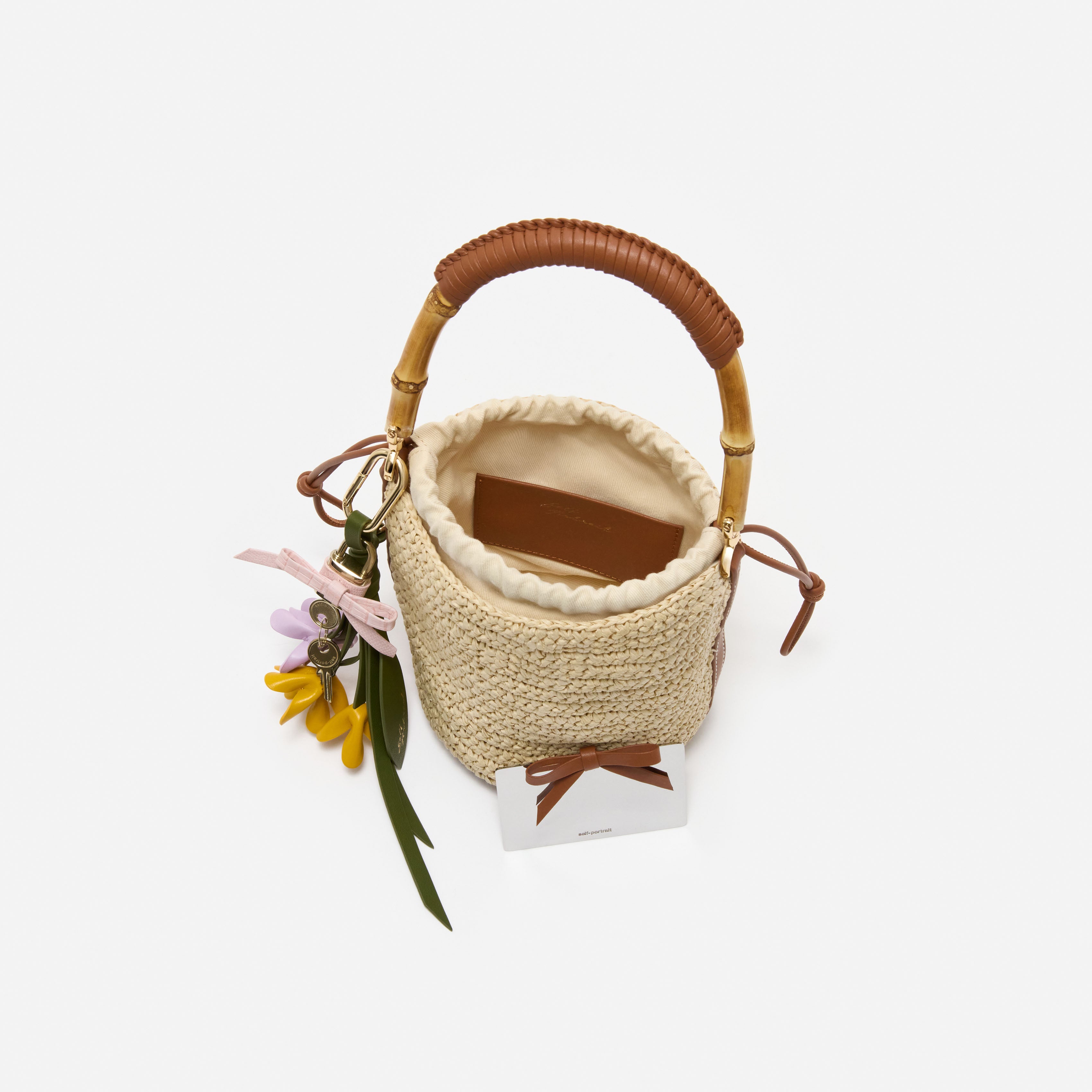 Self Portrait Soft Raffia Bucket Tasche Beige Einheitsgröße Raffia