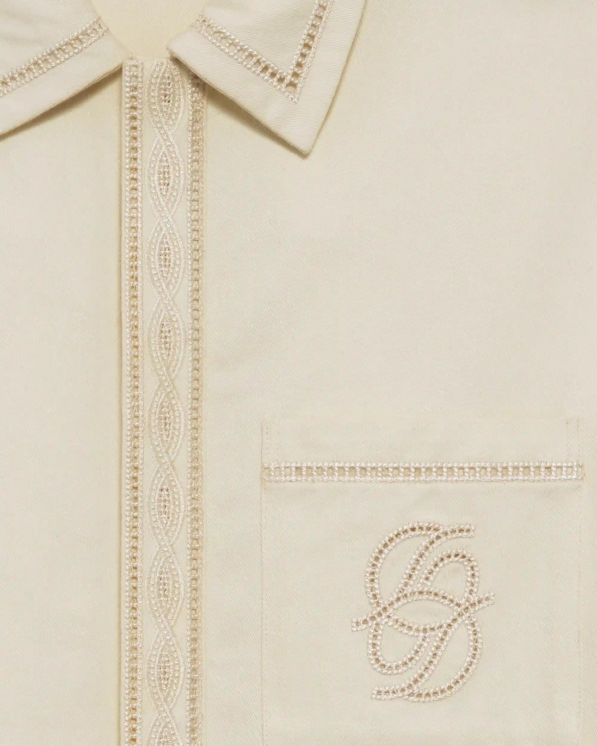 Drôle De Monsieur Chemise Broderie Hemd Off-White Kurzarm