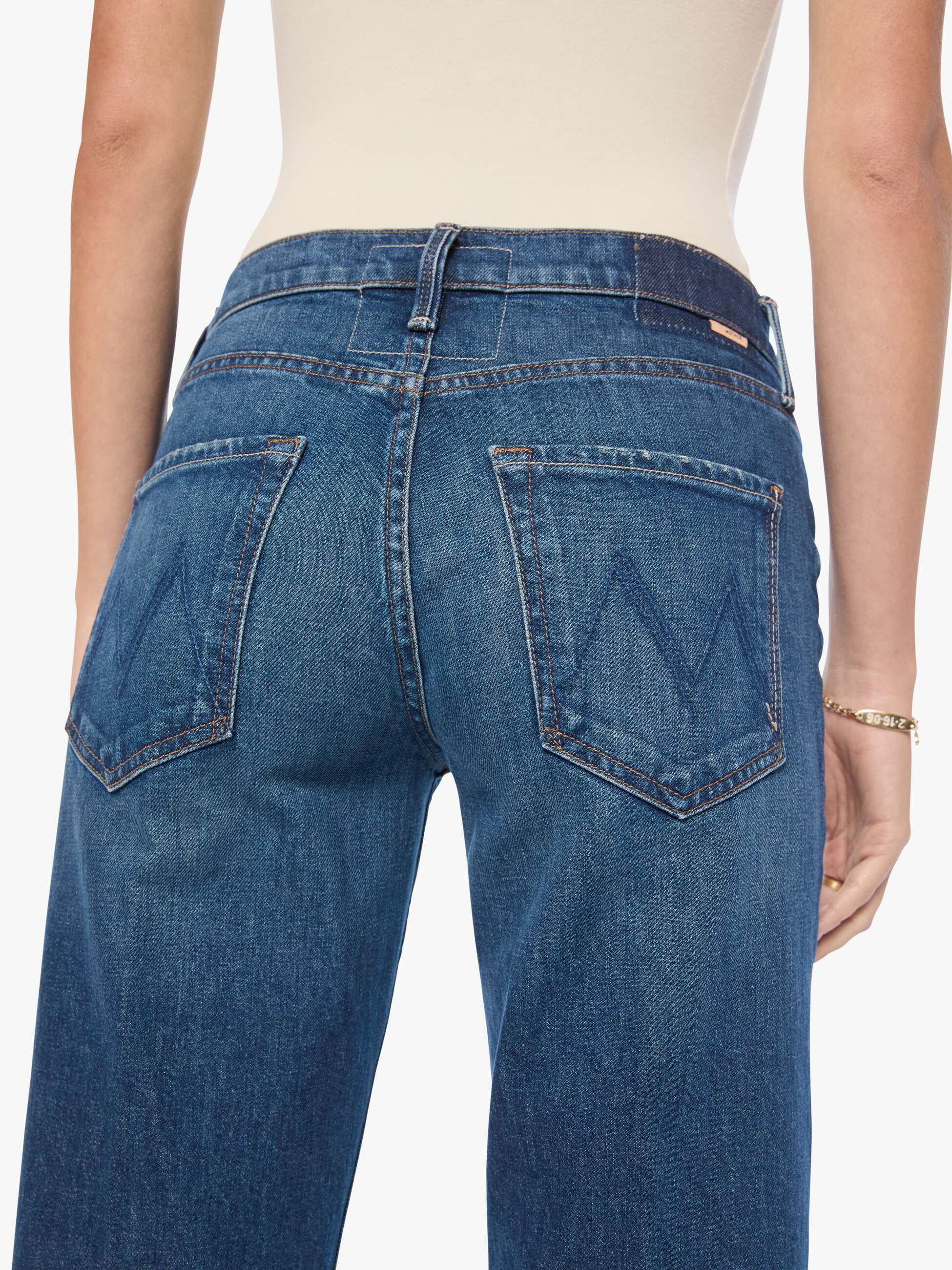 Mother The Bookie Sneak Buckaroo Bootcut Jeans Mittelblau