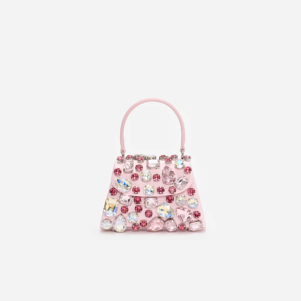 Self Portrait Pink Multi Crystal Mini Bag Tasche Rosa Satin Kristall