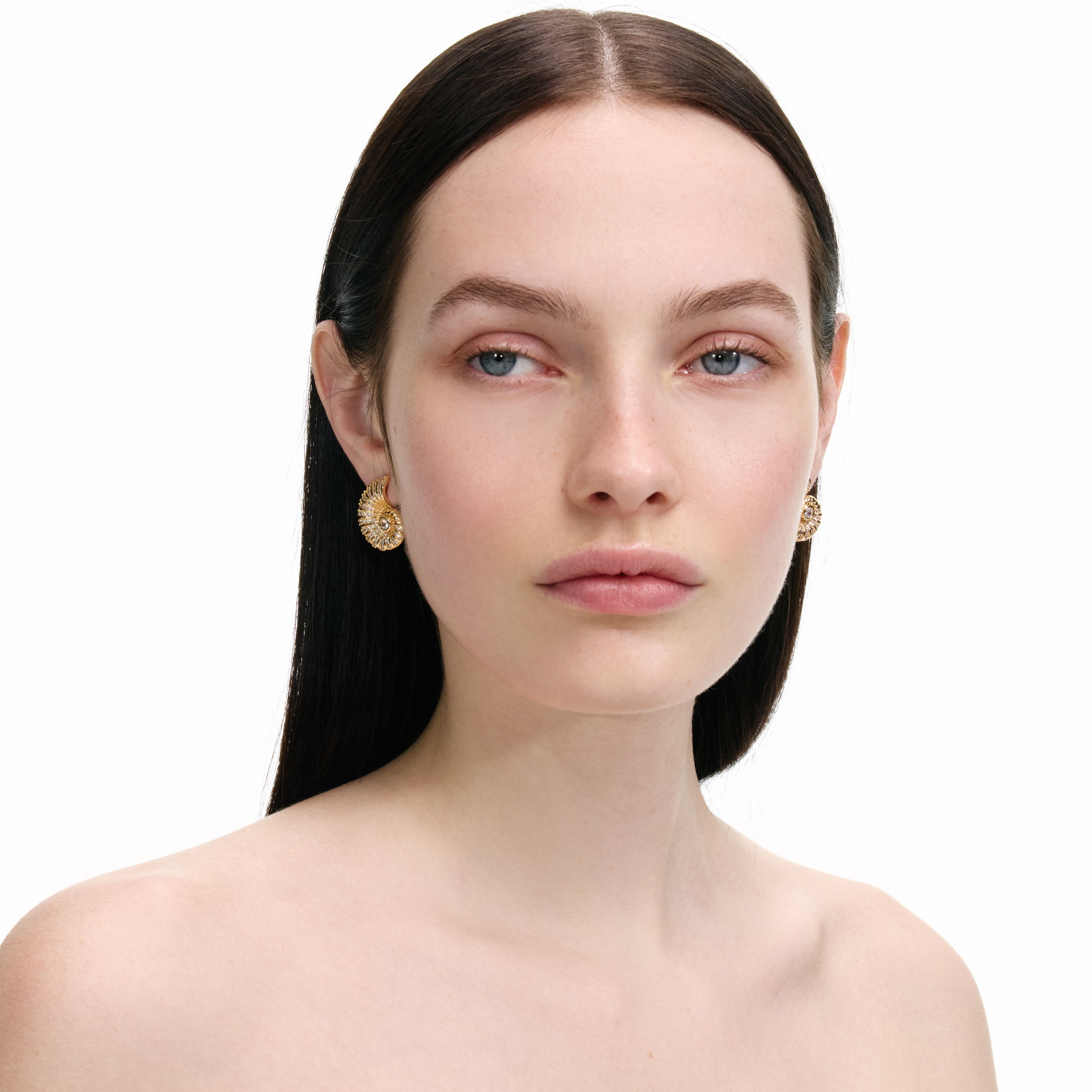 Self Portrait Gold Crystal Shell Ohrringe One Size