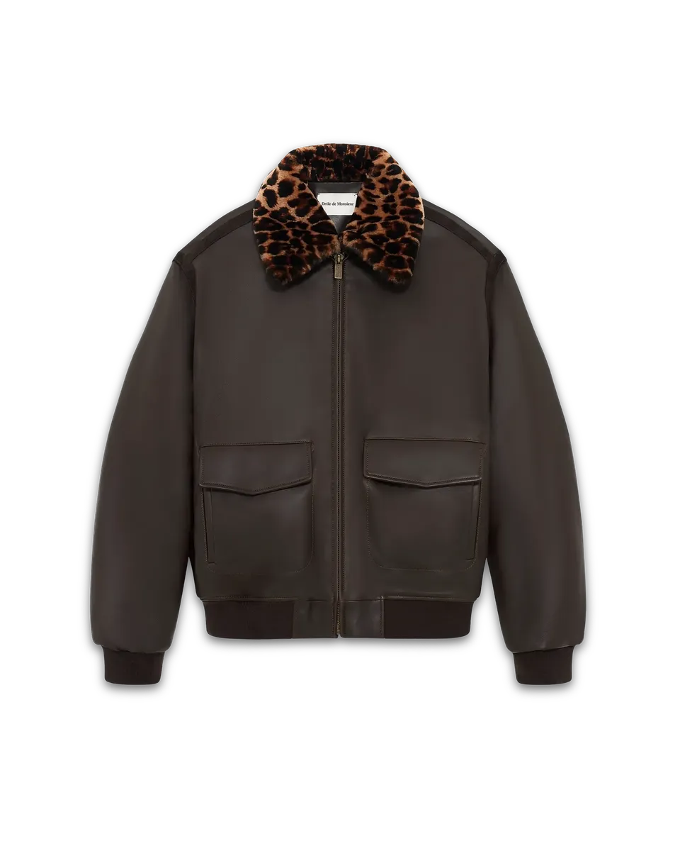 Drôle De Monsieur Le Blouson Aviateur Lederjacke Dunkelbraun