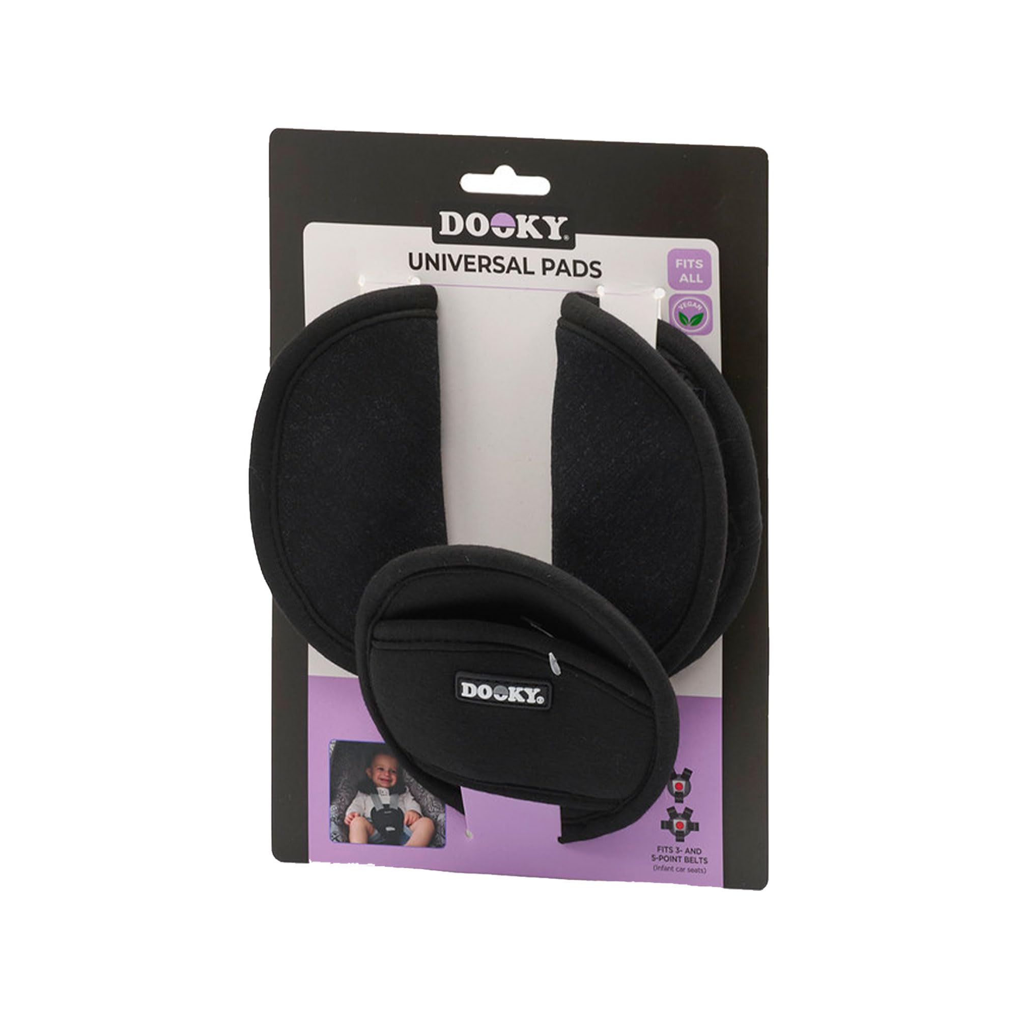 Dooky Universal Pads Gurtpolster Black 3er Set Baumwolle