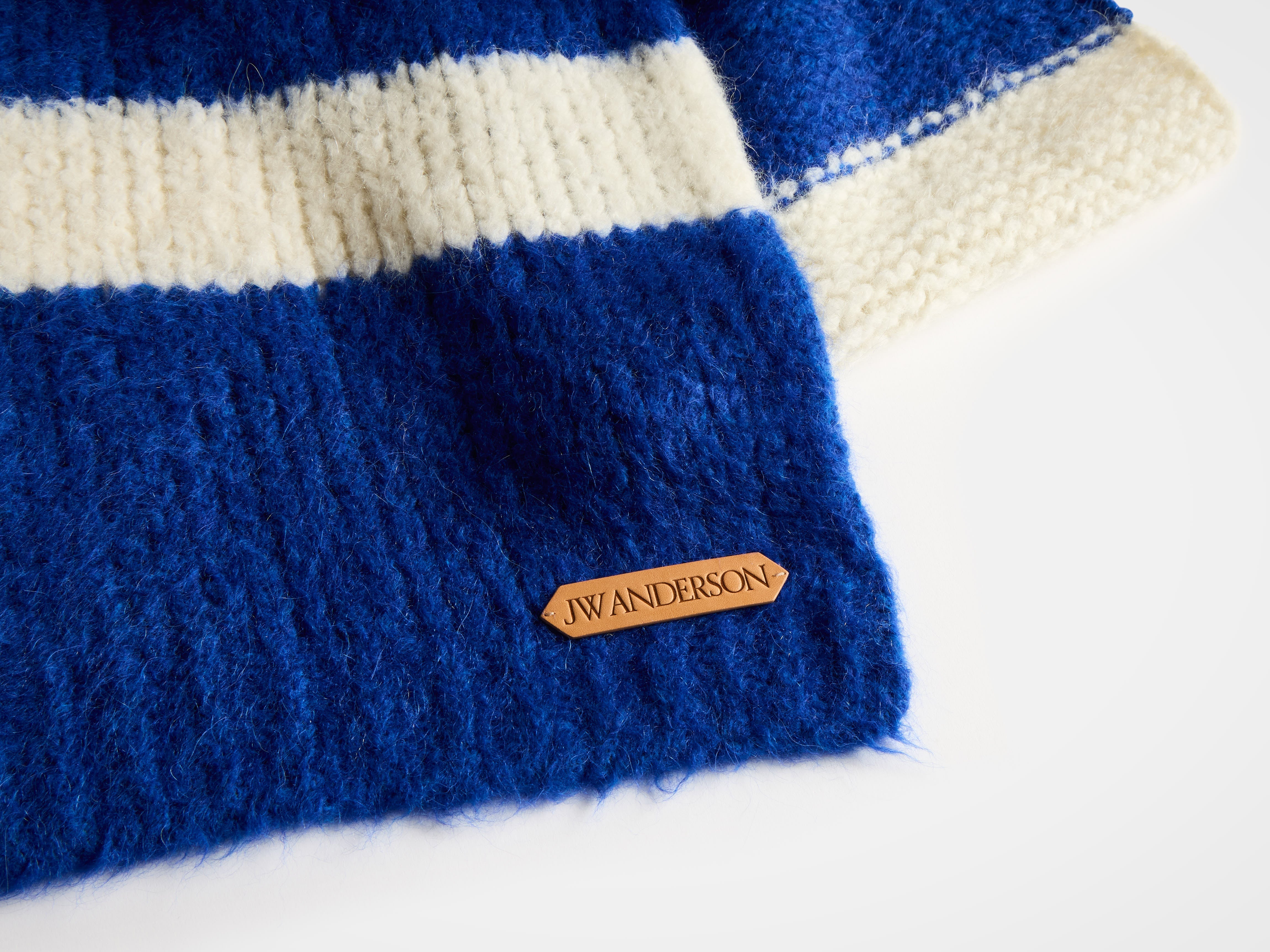 J.W.Anderson Striped Schal Royal Blue Alpaka