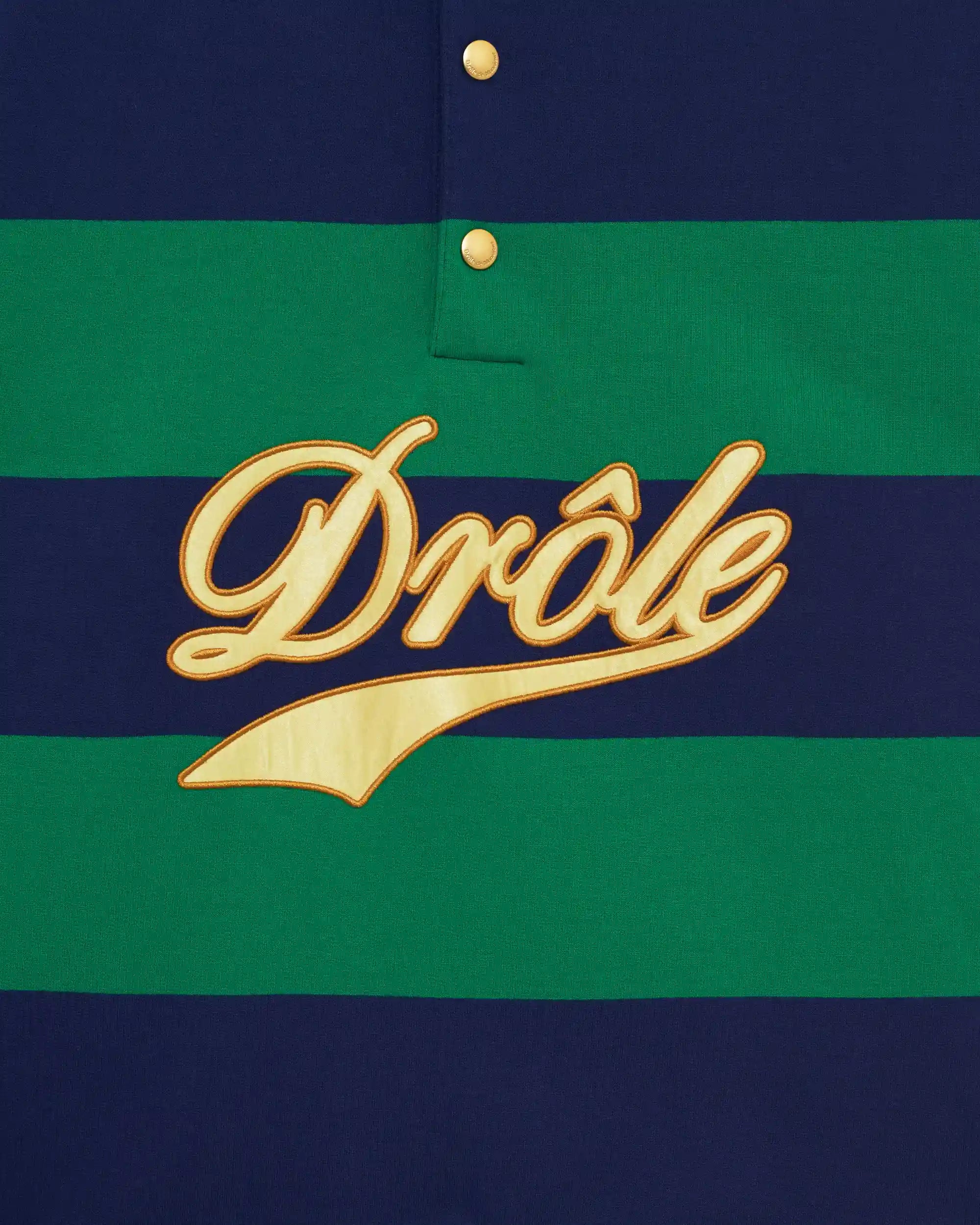 Drôle De Monsieur Drôle Embroidered Stripes Polo Poloshirt grün