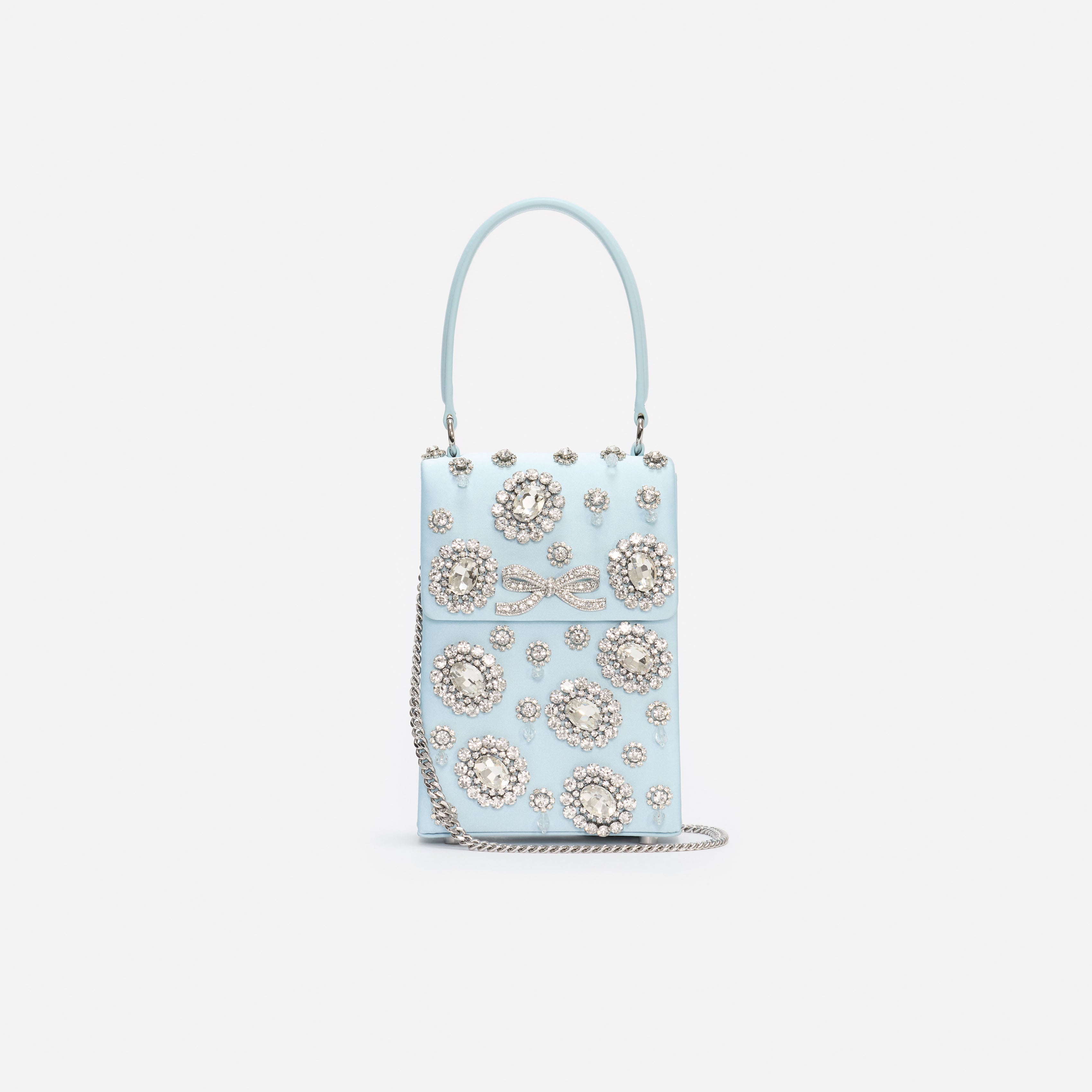 Self Portrait Blue Satin Crystal Mini Tasche blau
